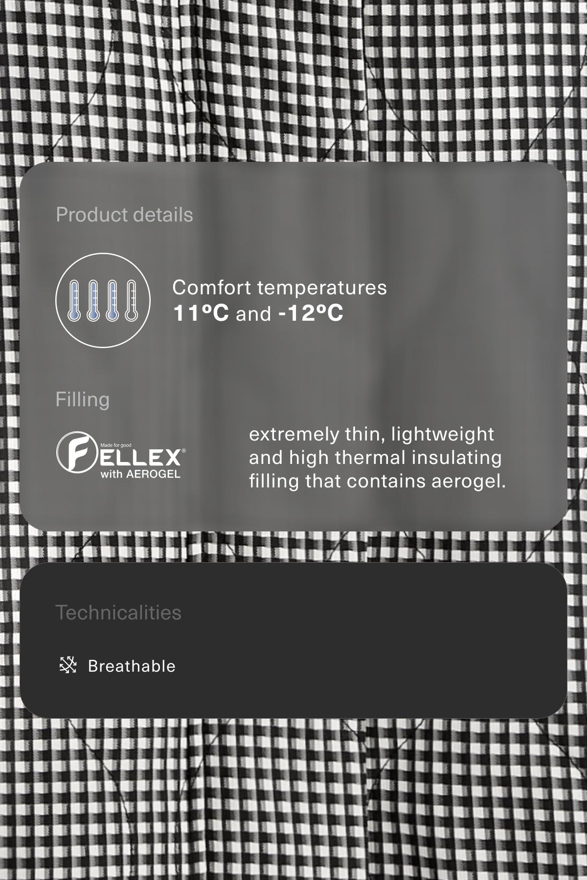 FELLEX® AEROGEL gingham padded jacket — BLACK