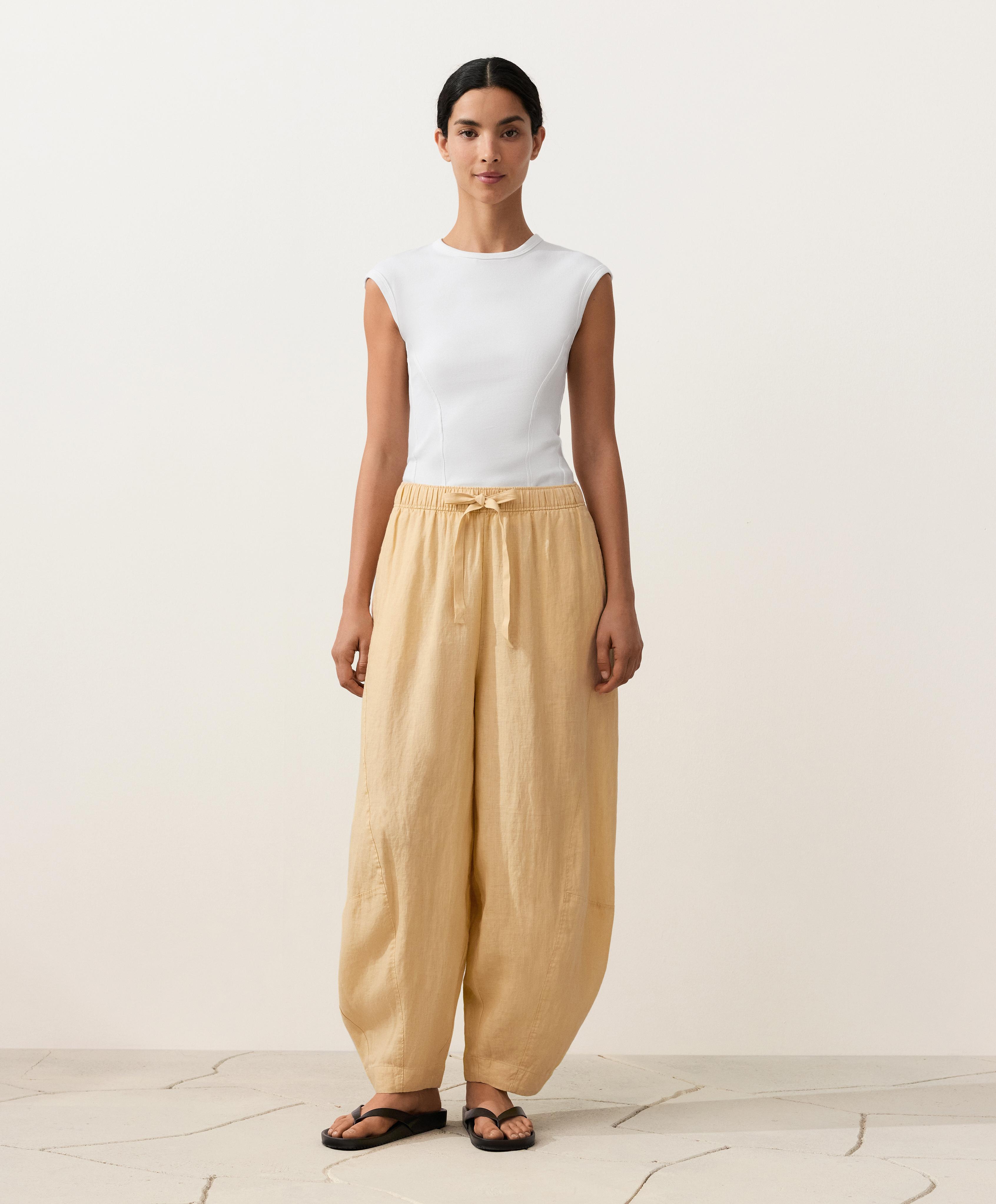 100% linen balloon trousers — WASHED YELLOW