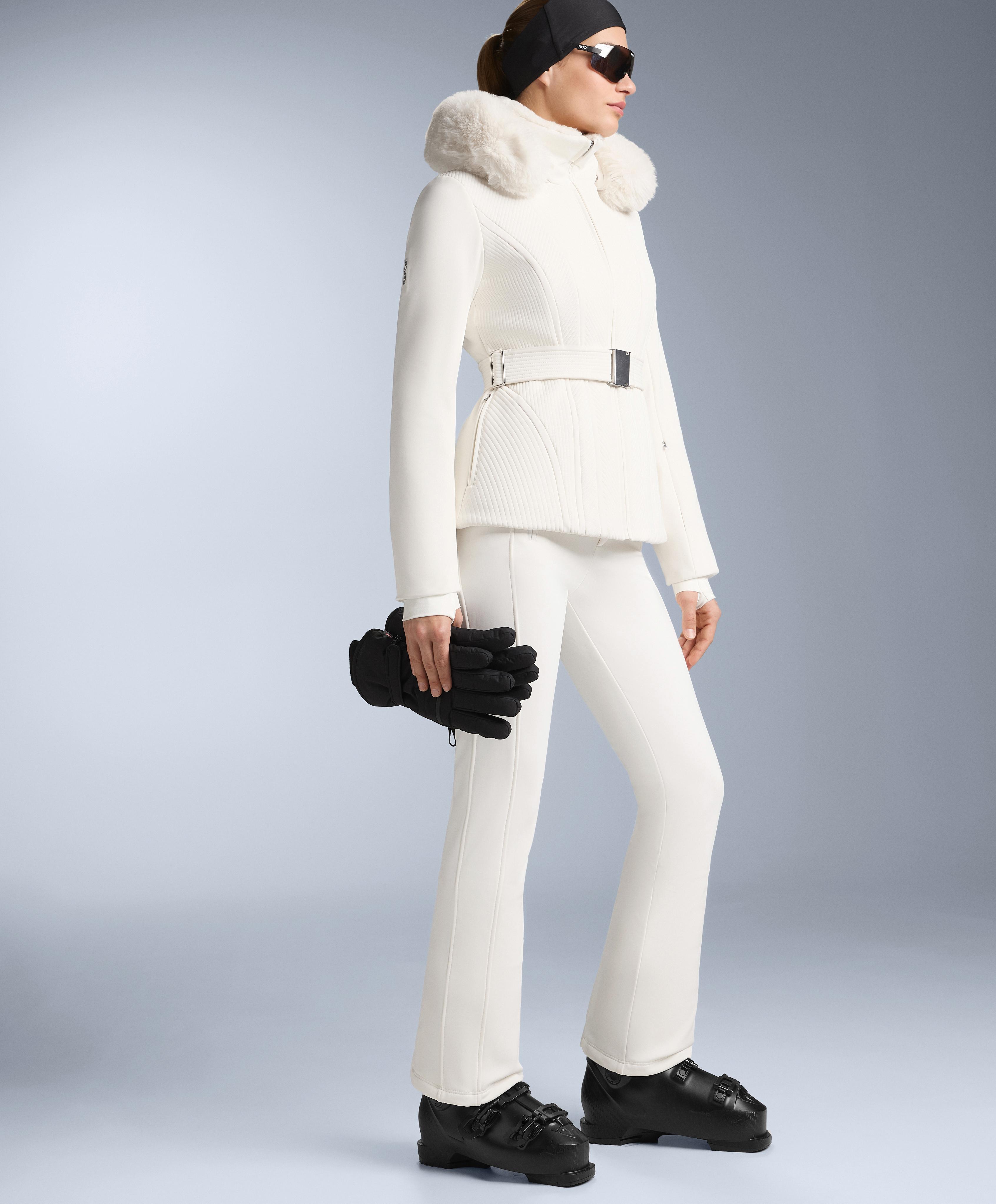 Water-resistant flare stretch SKI trousers — WHITE 