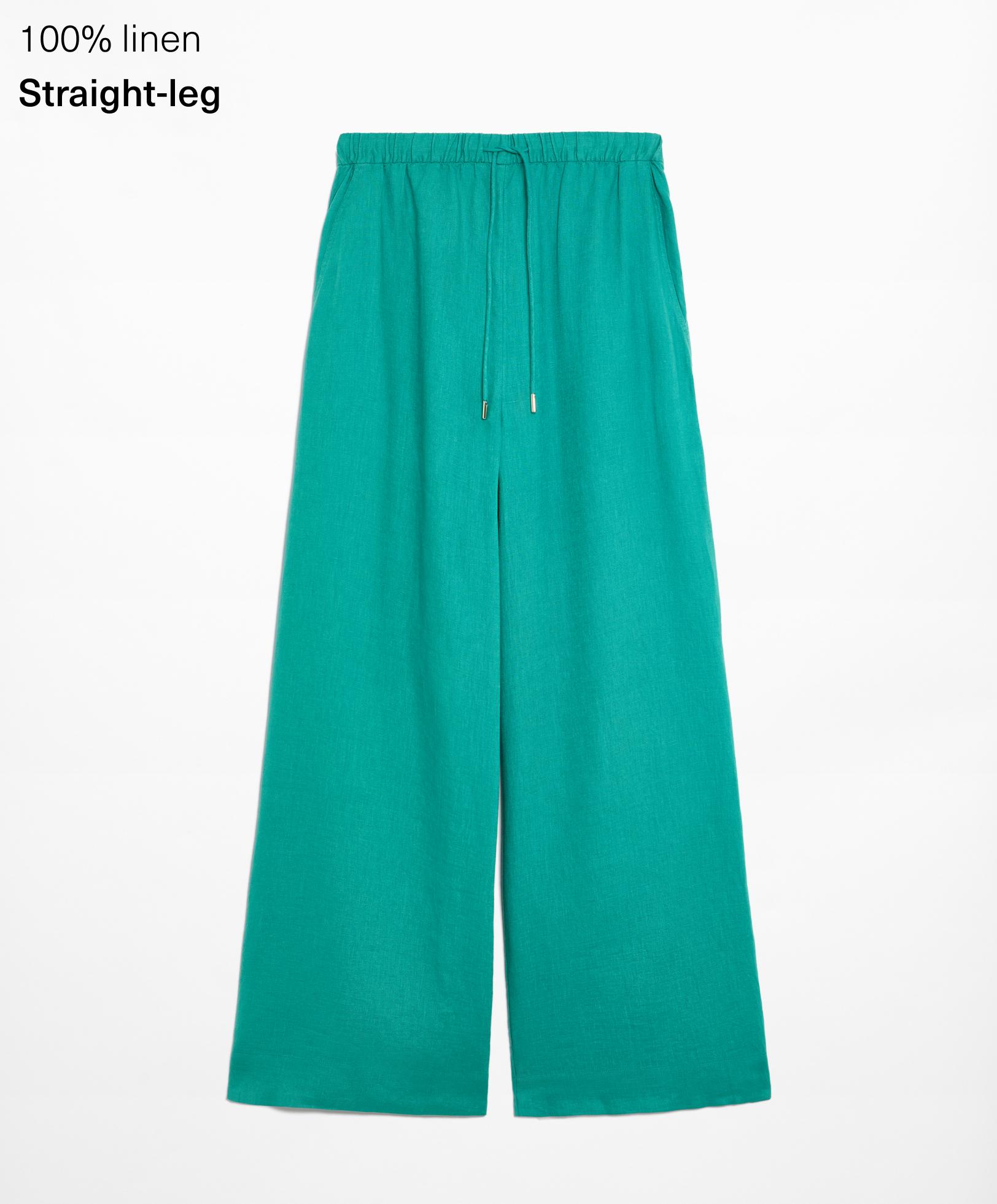 100% linen wide straight-leg trousers - Sale