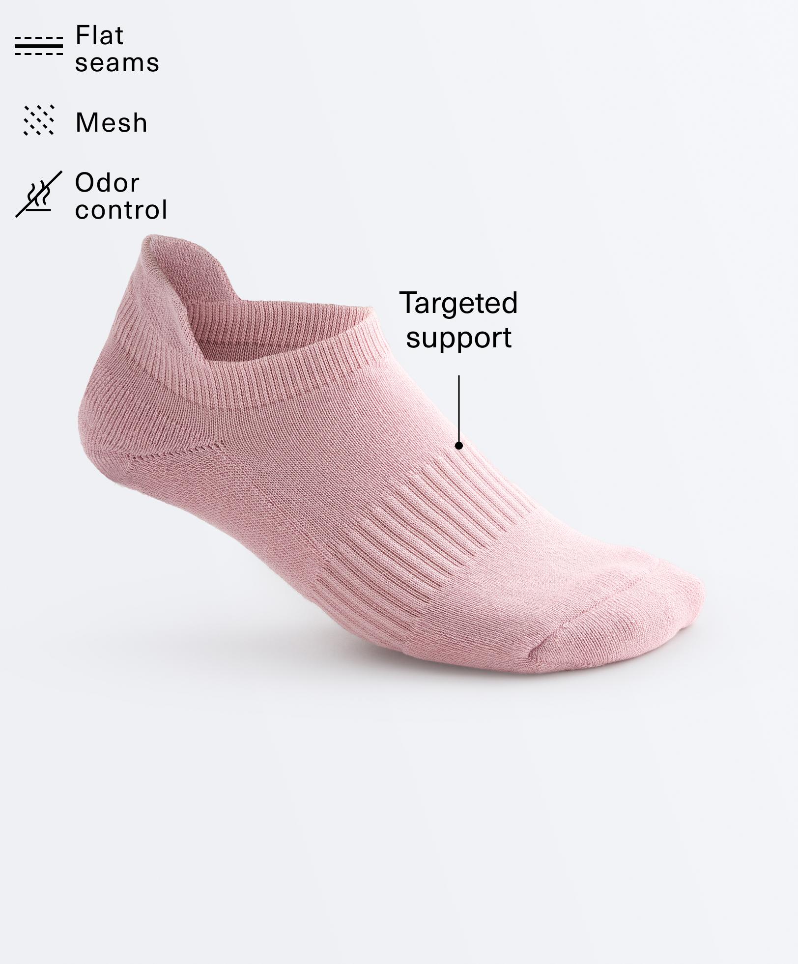 3 pairs of tab cotton blend sneaker socks — PALE PINK