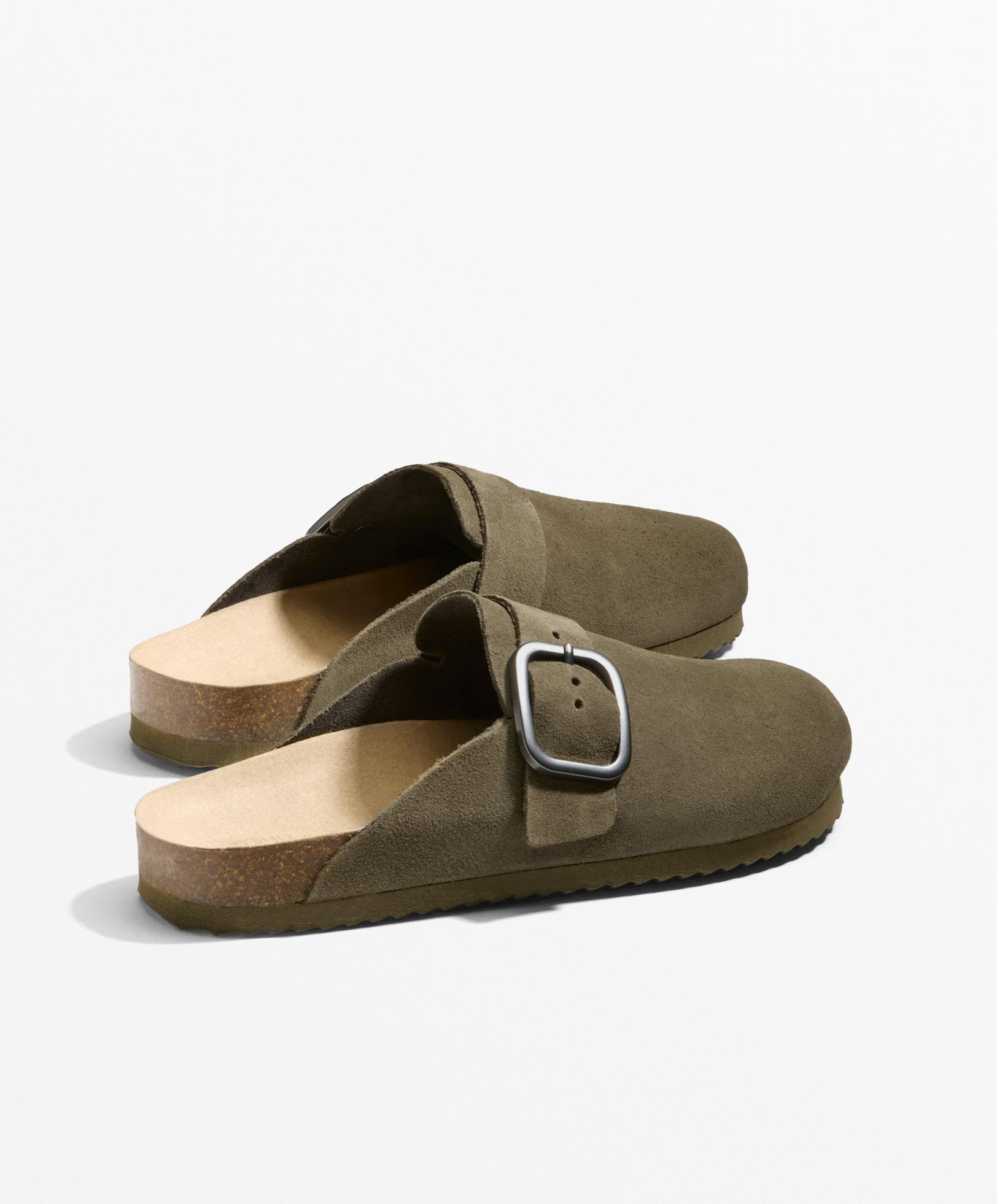 Oysho Slippers Oysho Zuecos Buckled Split-leather Mules OYSHO