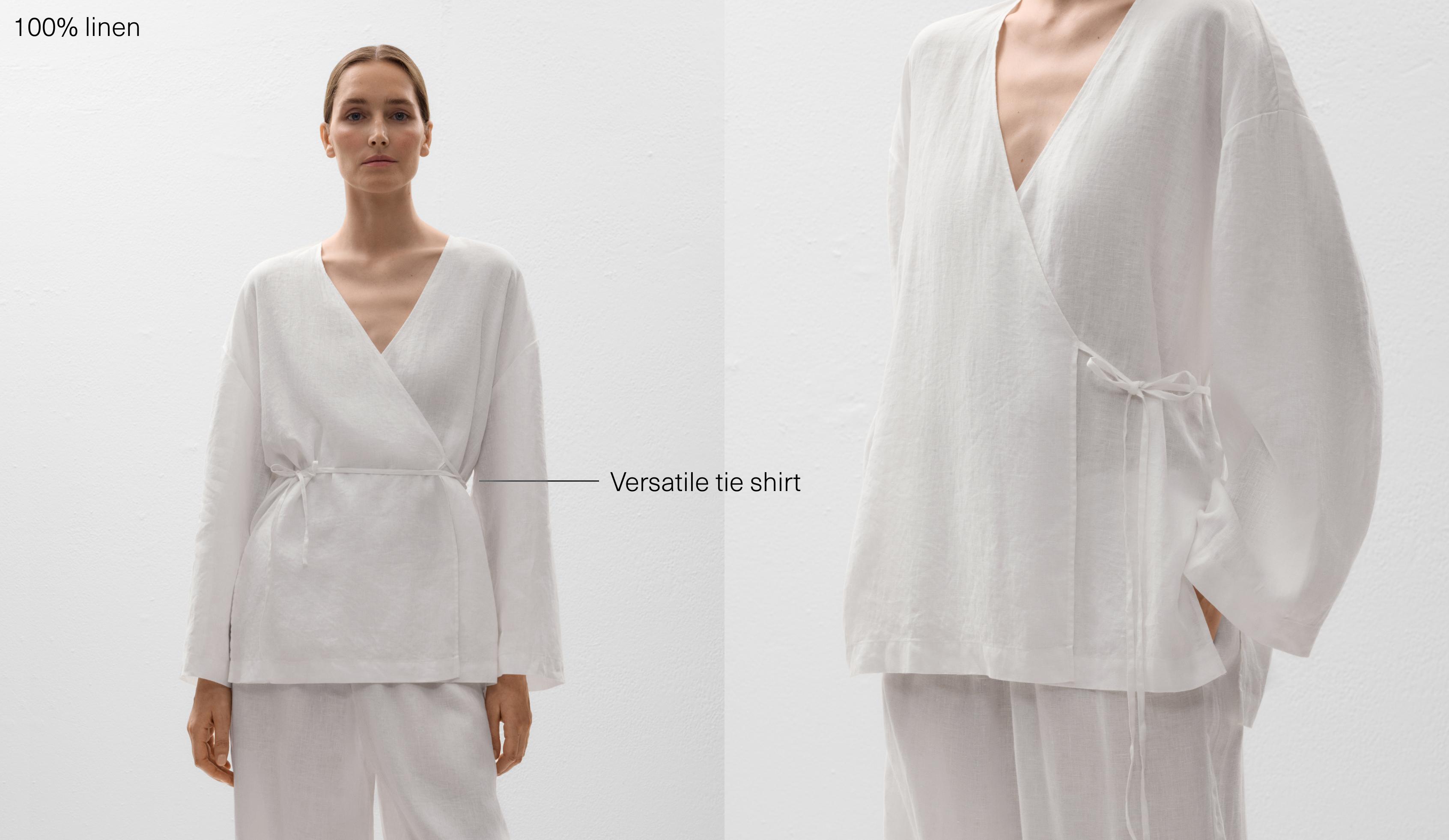 Camisa kimono lazo lateral 100% lino