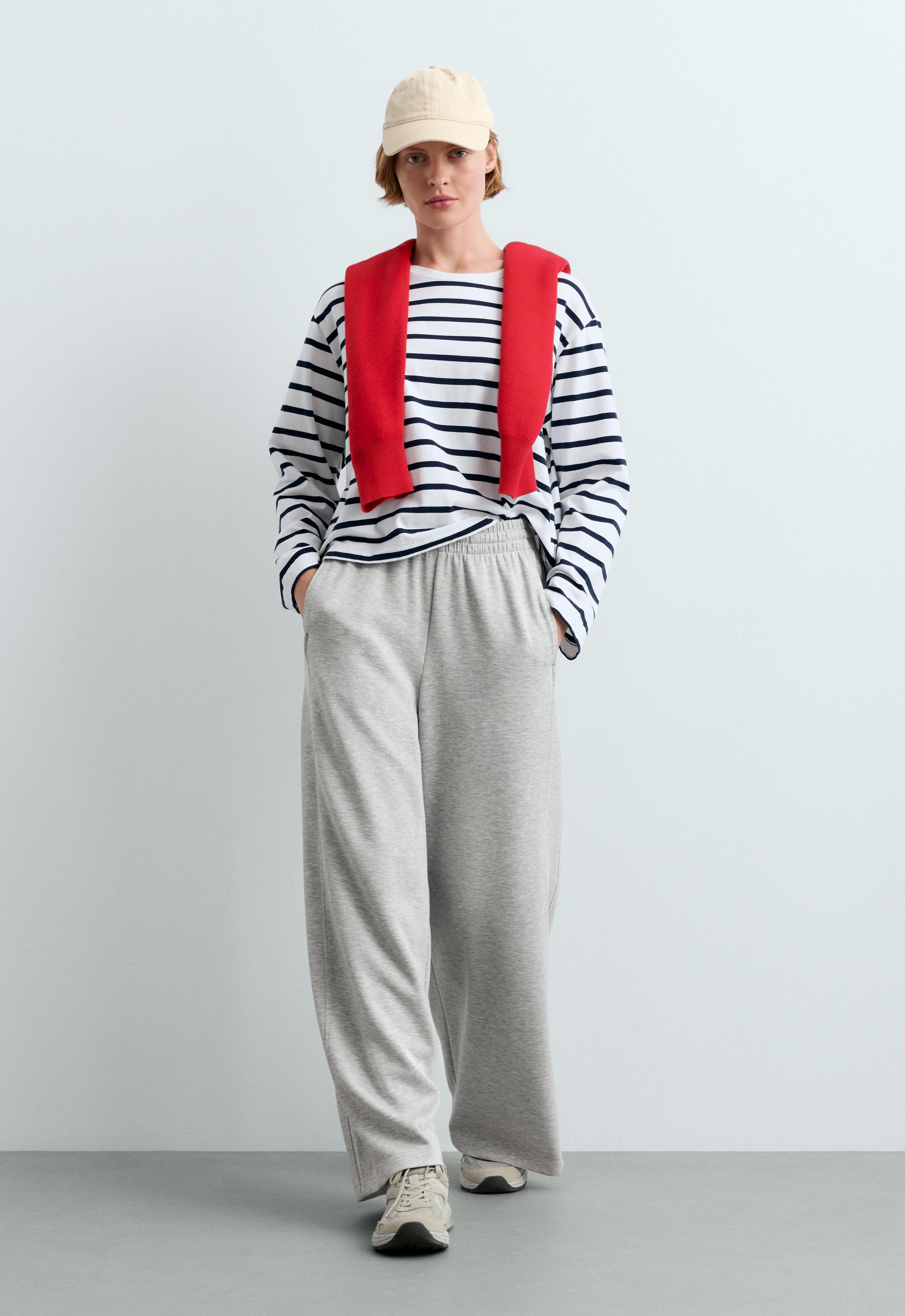 Pantalón recto piqué melange