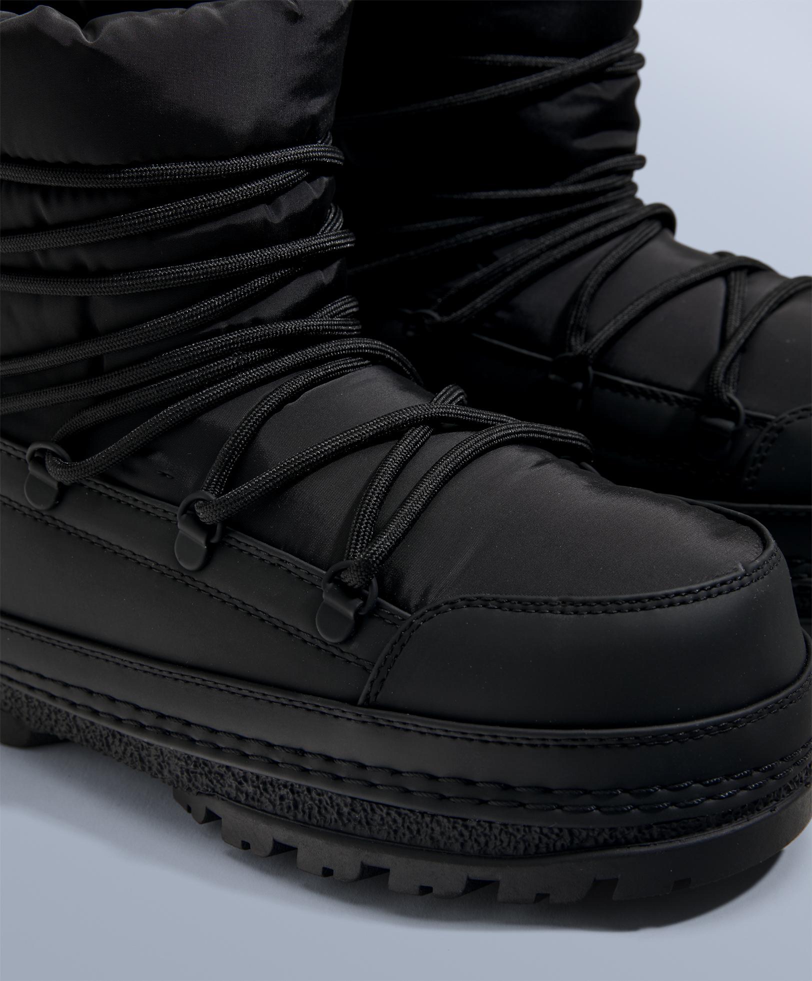 Lace-up nylon après-ski boots — BLACK