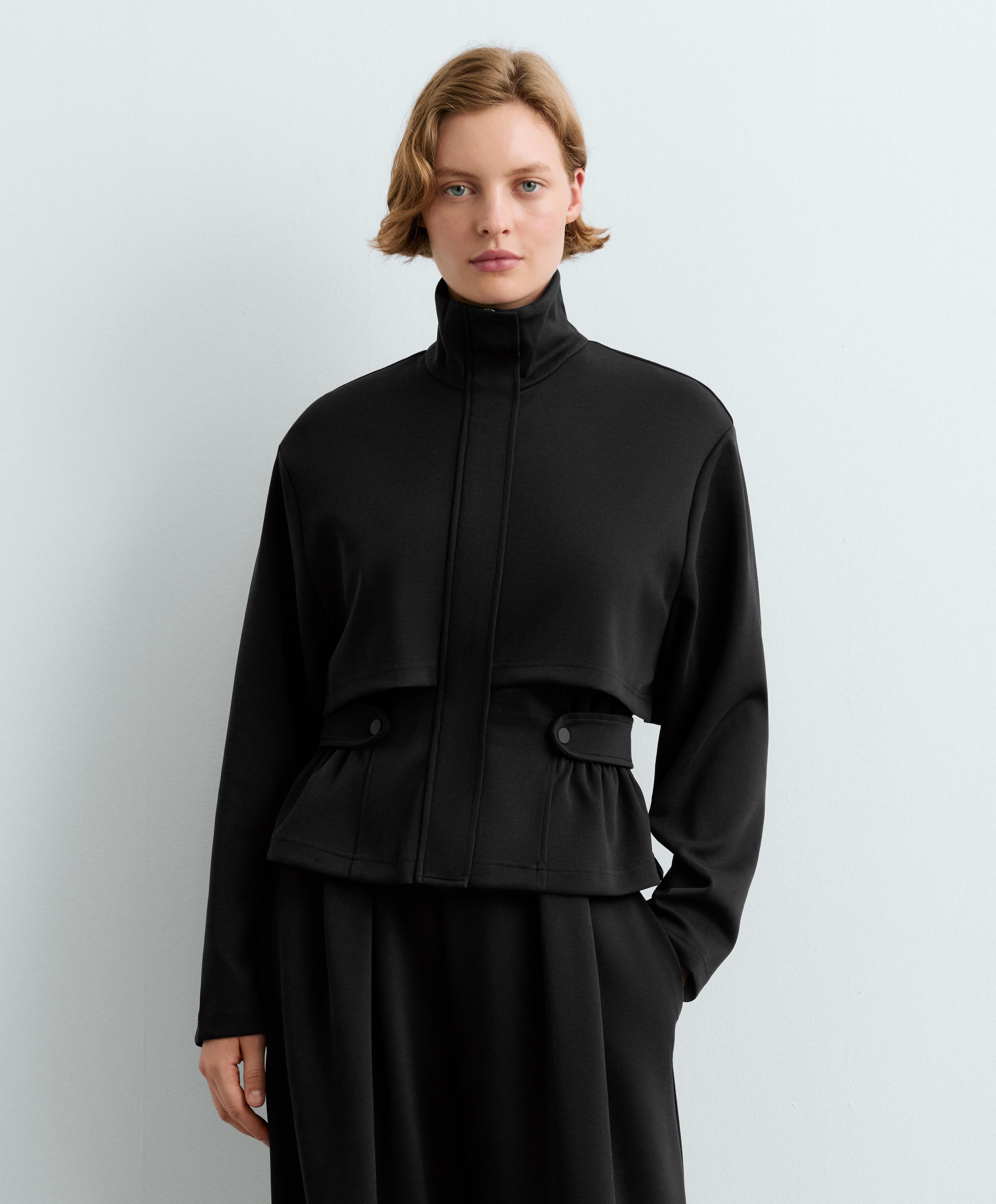 Short piqué belted jacket with belt Short piqué belted jacket with belt