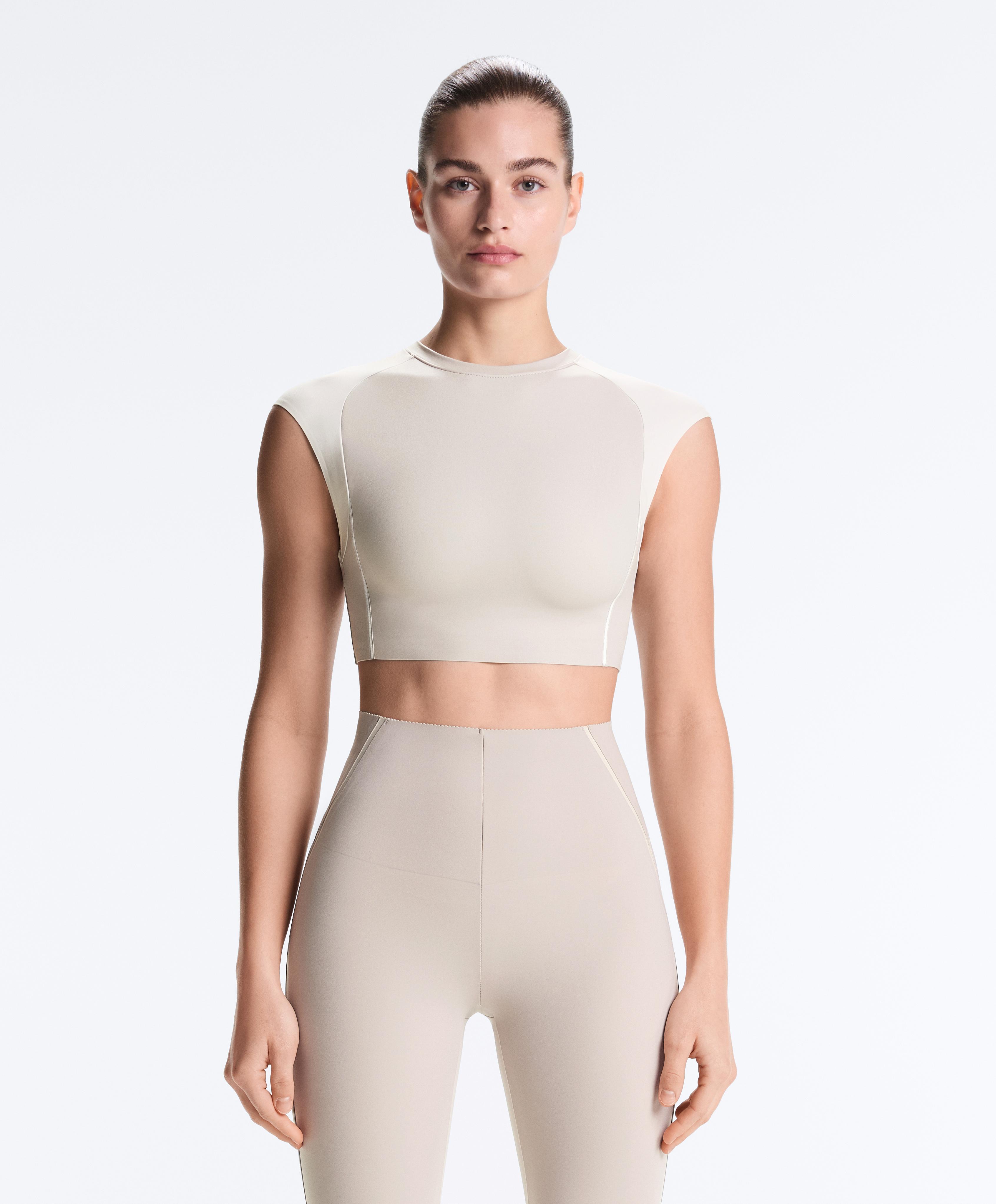 Reflective Compressive tank top — TAUPE