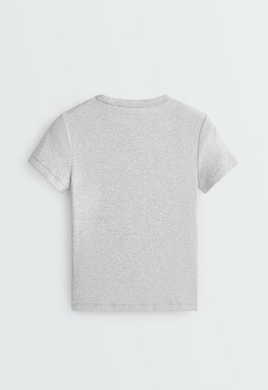 Fitted short-sleeved cotton blend rib T-shirt — GREY MELANGE 6