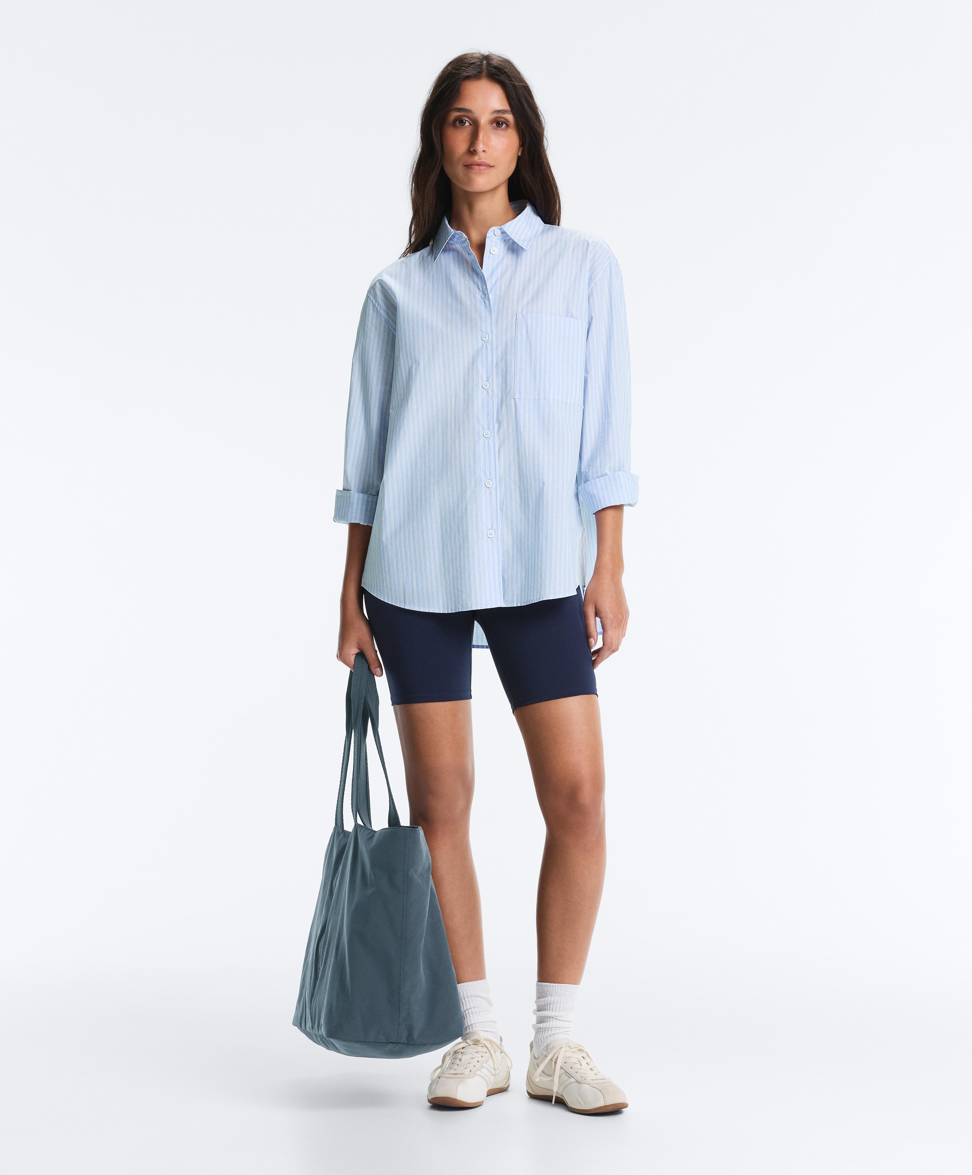 100% cotton long-sleeved shirt — PALE BLUE