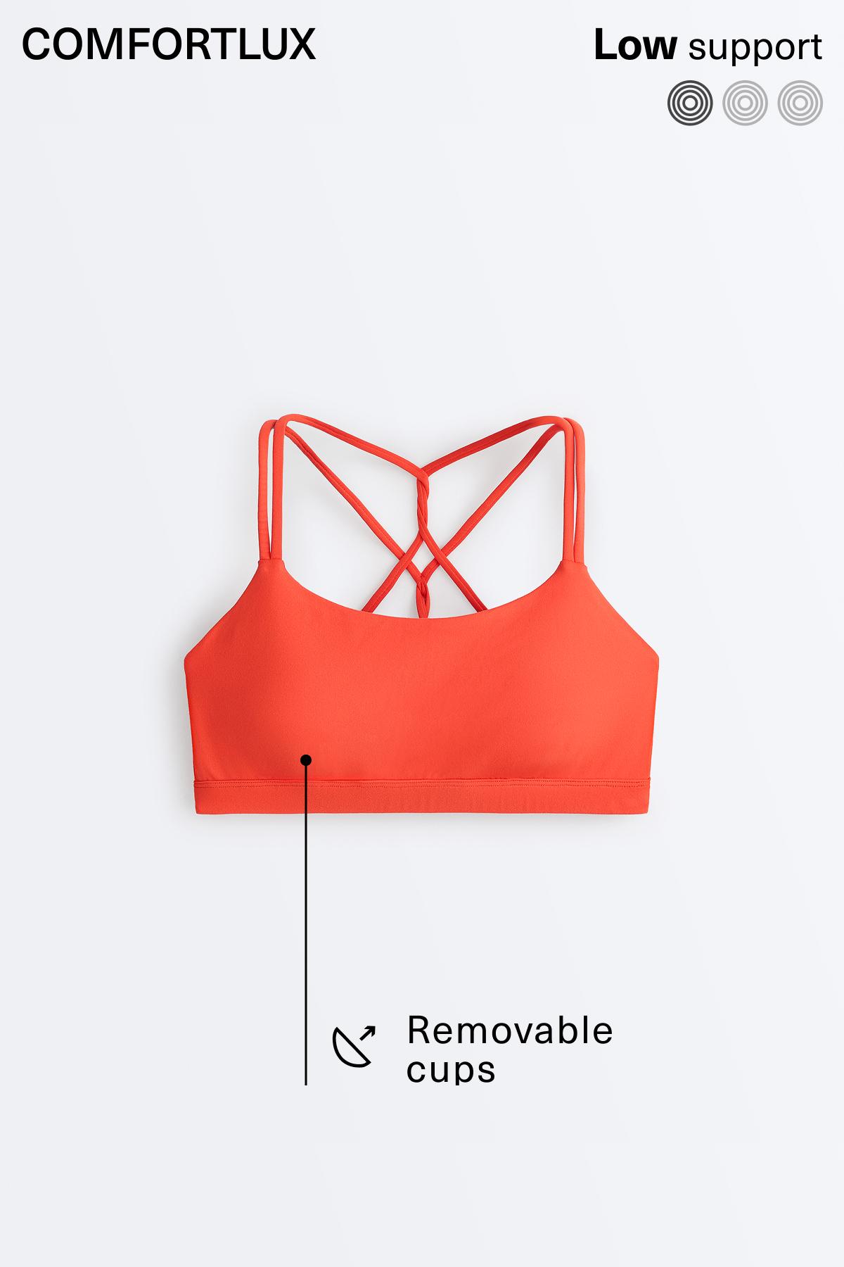 Comfortlux low-support crossover strap sports bra — BRIGHT ORANGE