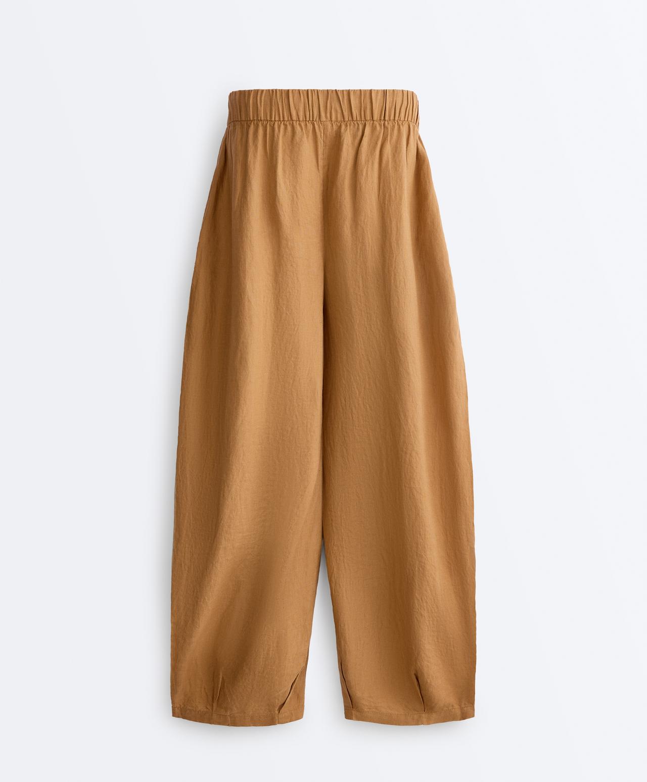 100% linen balloon trousers — MUSTARD