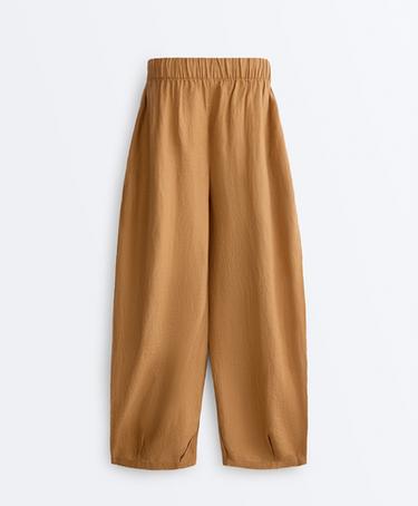 100% linen balloon trousers — MUSTARD 9