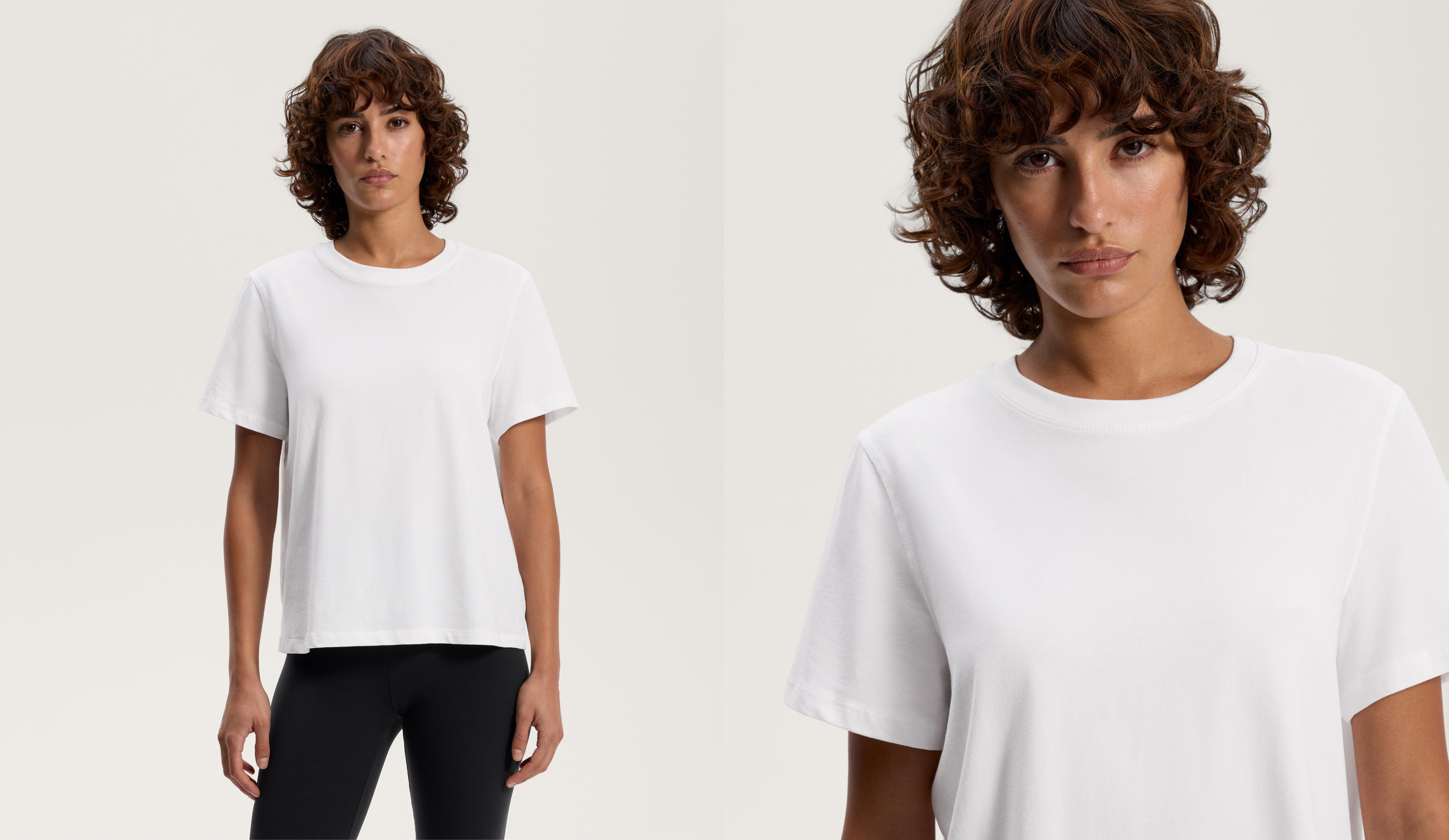 Cotton blend short-sleeved T-shirt