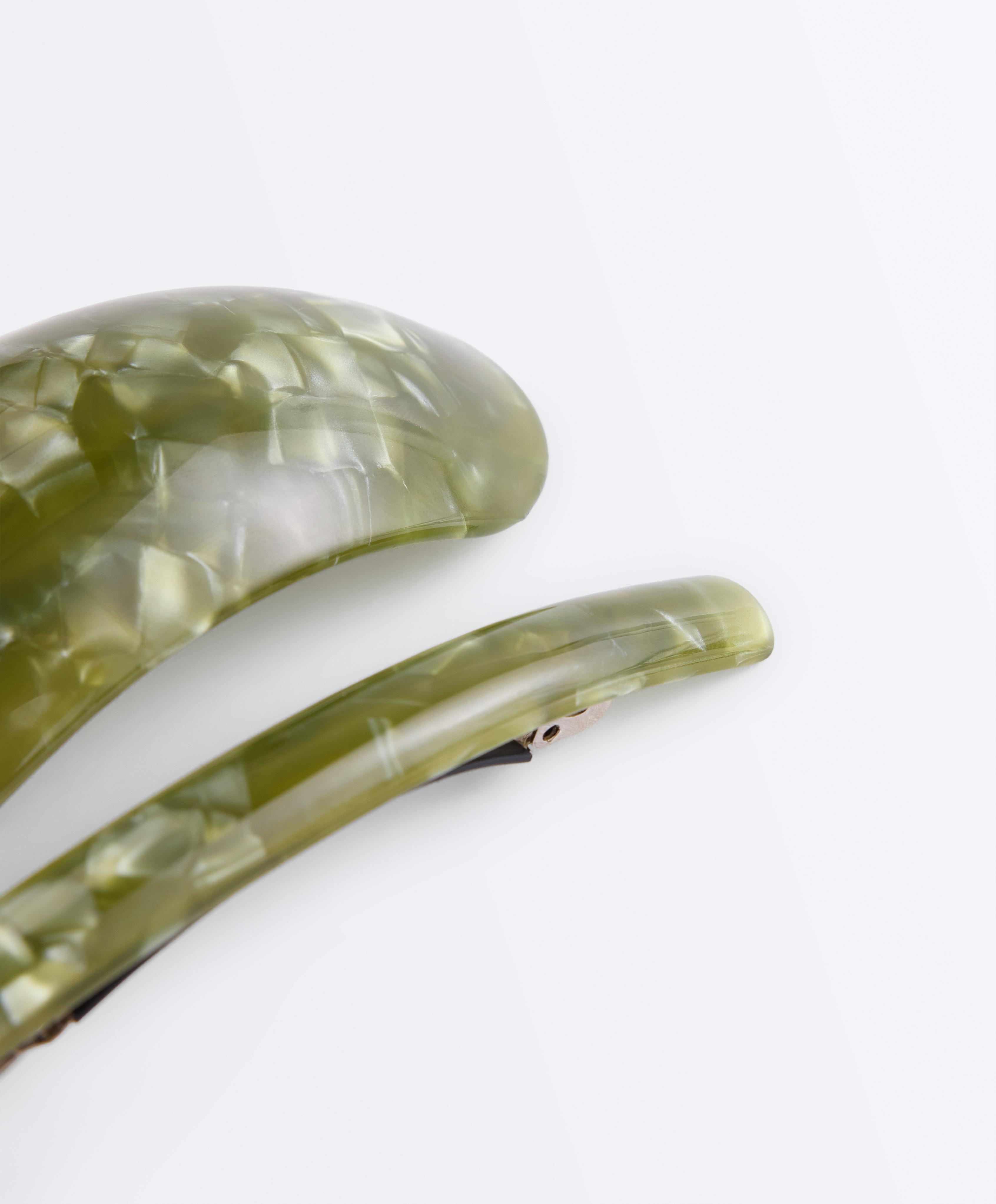 2 faux-tortoiseshell hair slides — KHAKI-GREY