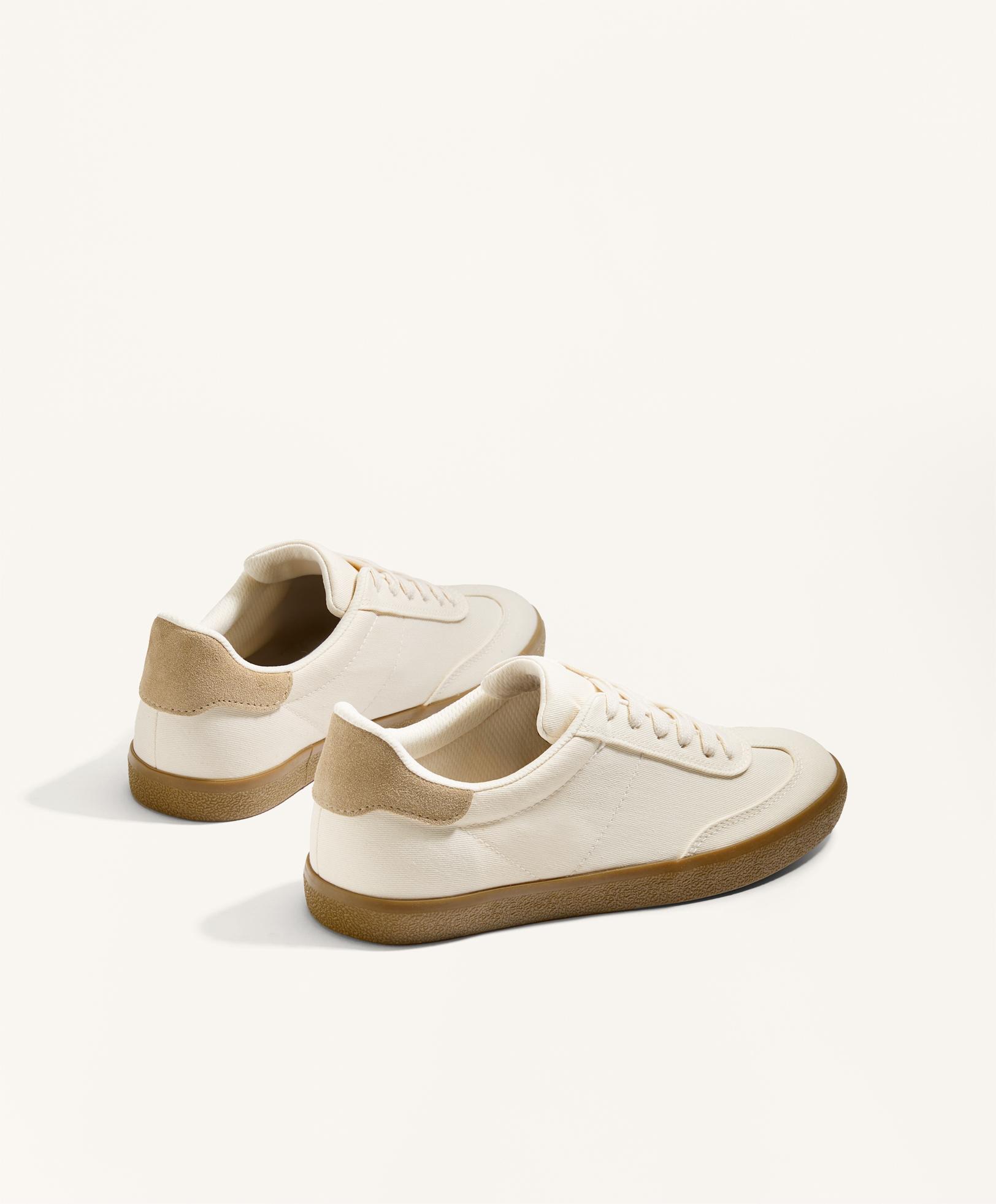 Canvas and split leather trainers OYSHO Indonesia