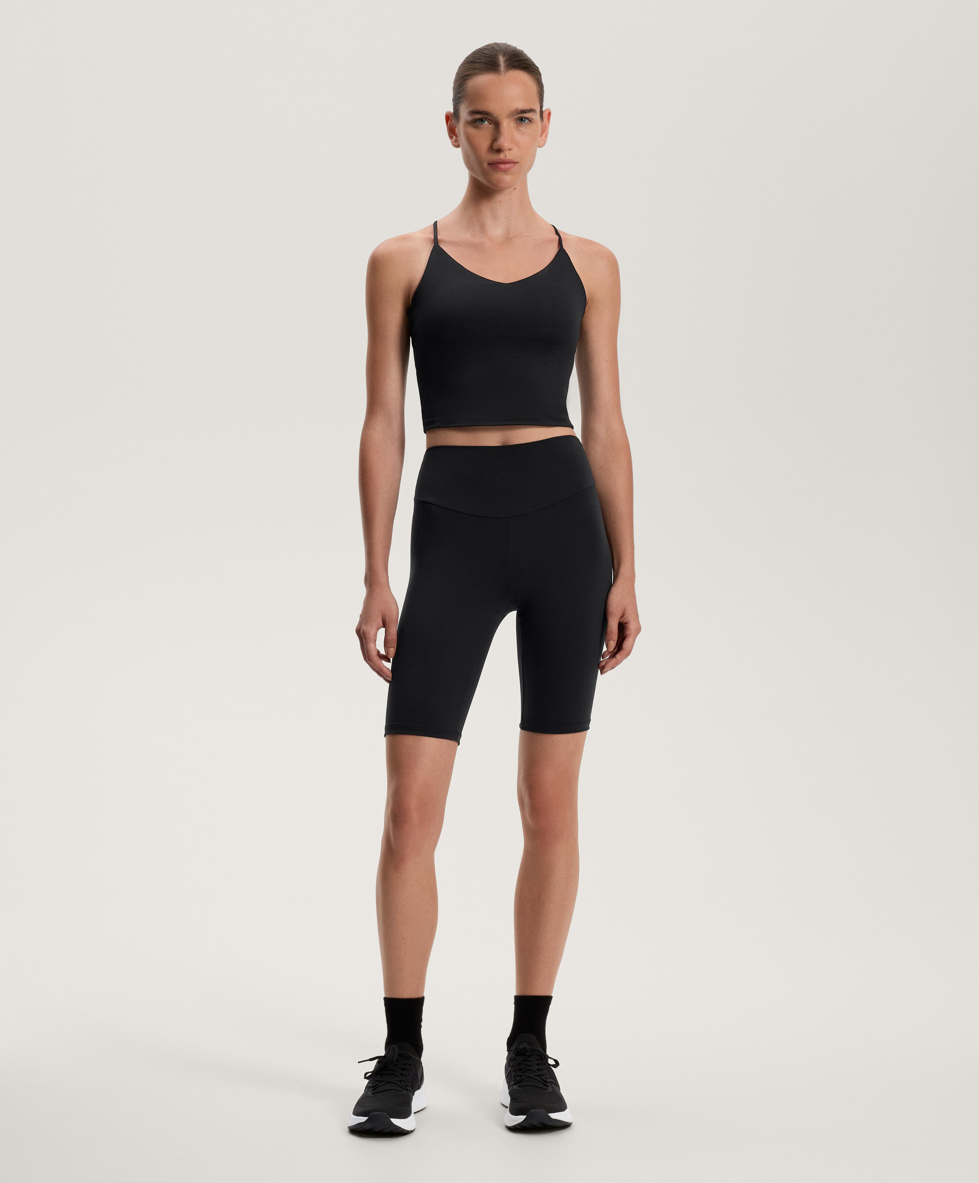 Comfortlux high-waisted 25cm biker leggings — BLACK