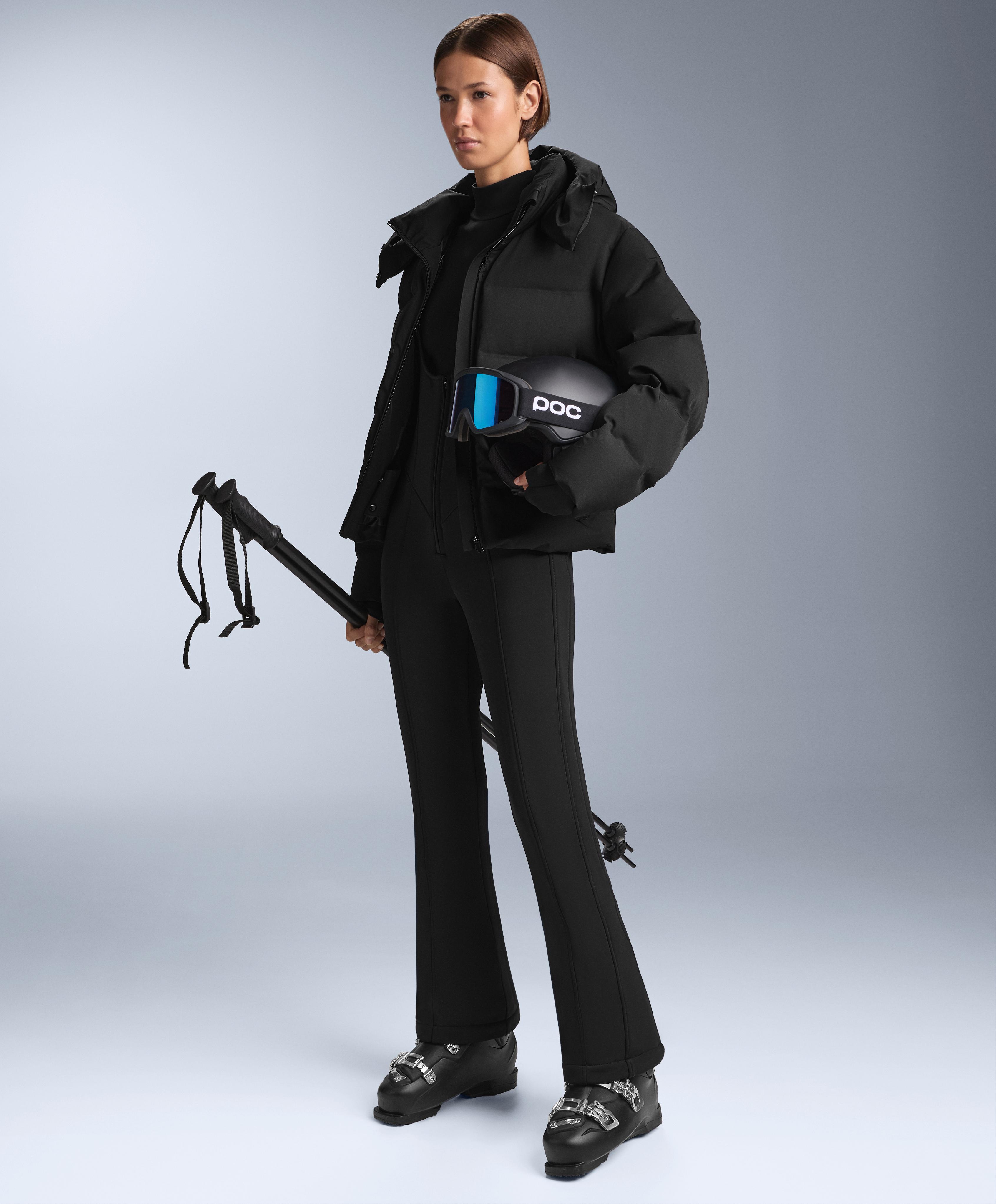 Water-resistant SKI flare dungarees — BLACK