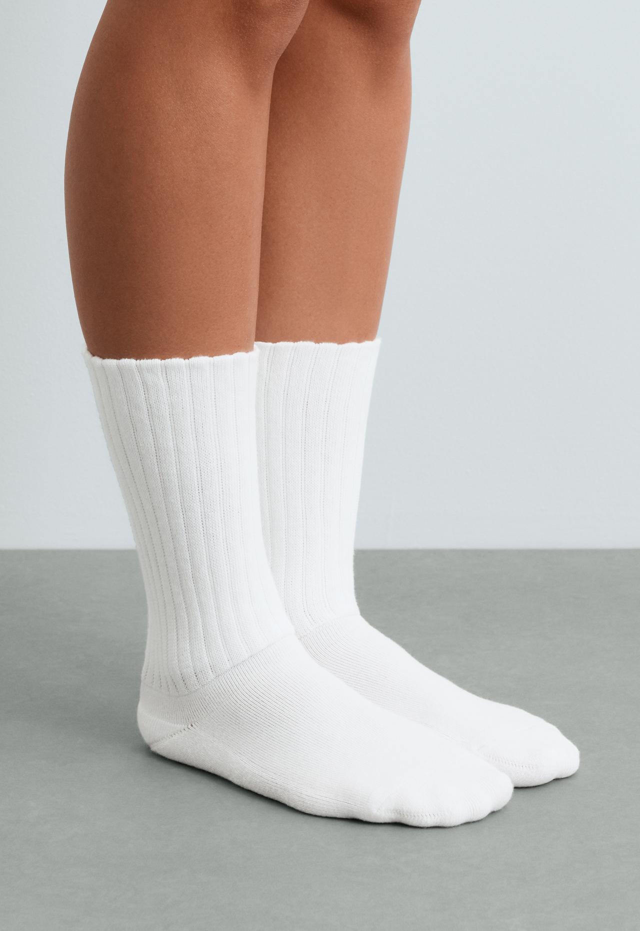 Classic cotton-blend ribbed socks — WHITE