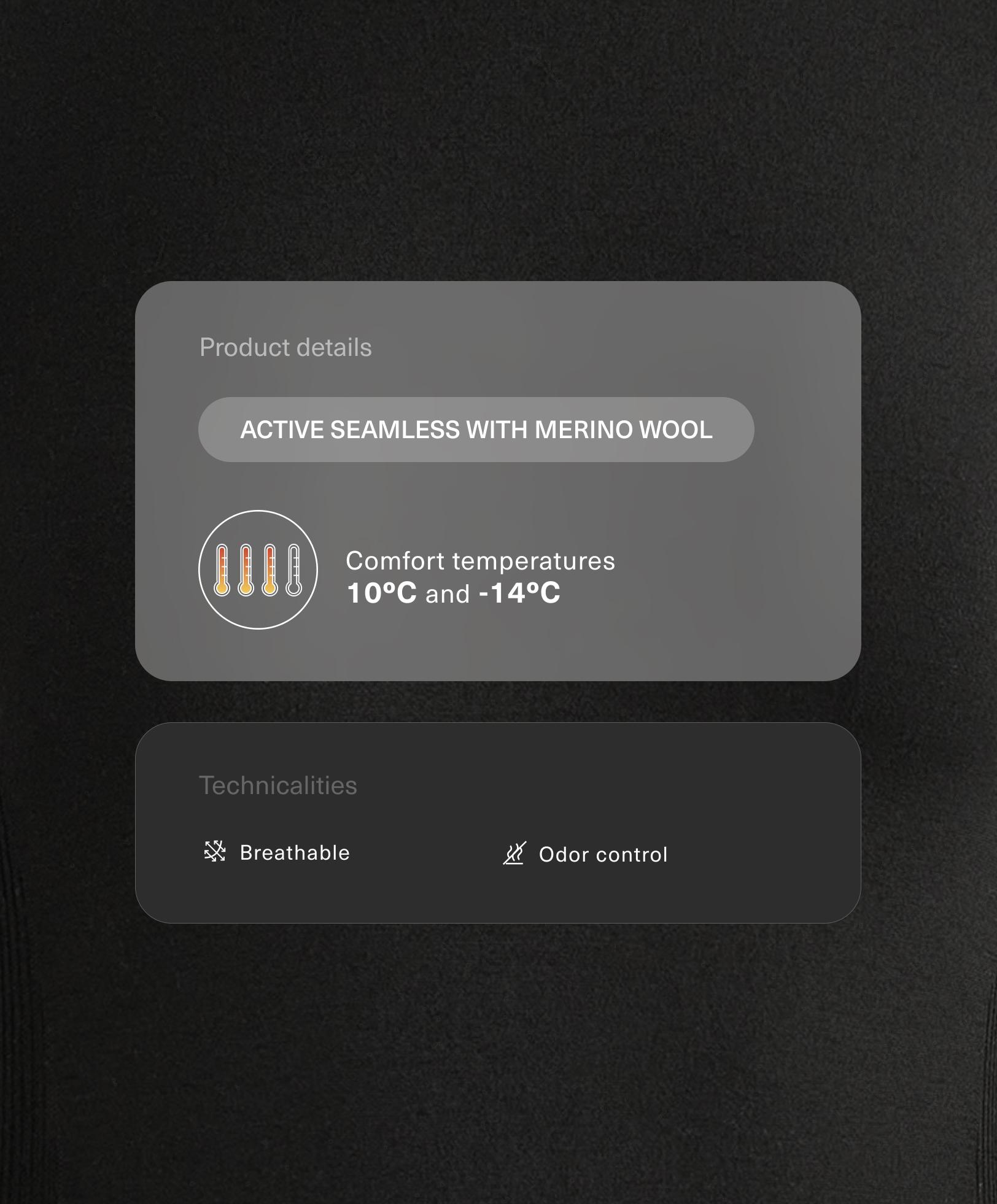 Camiseta seamless base layer con lana merino