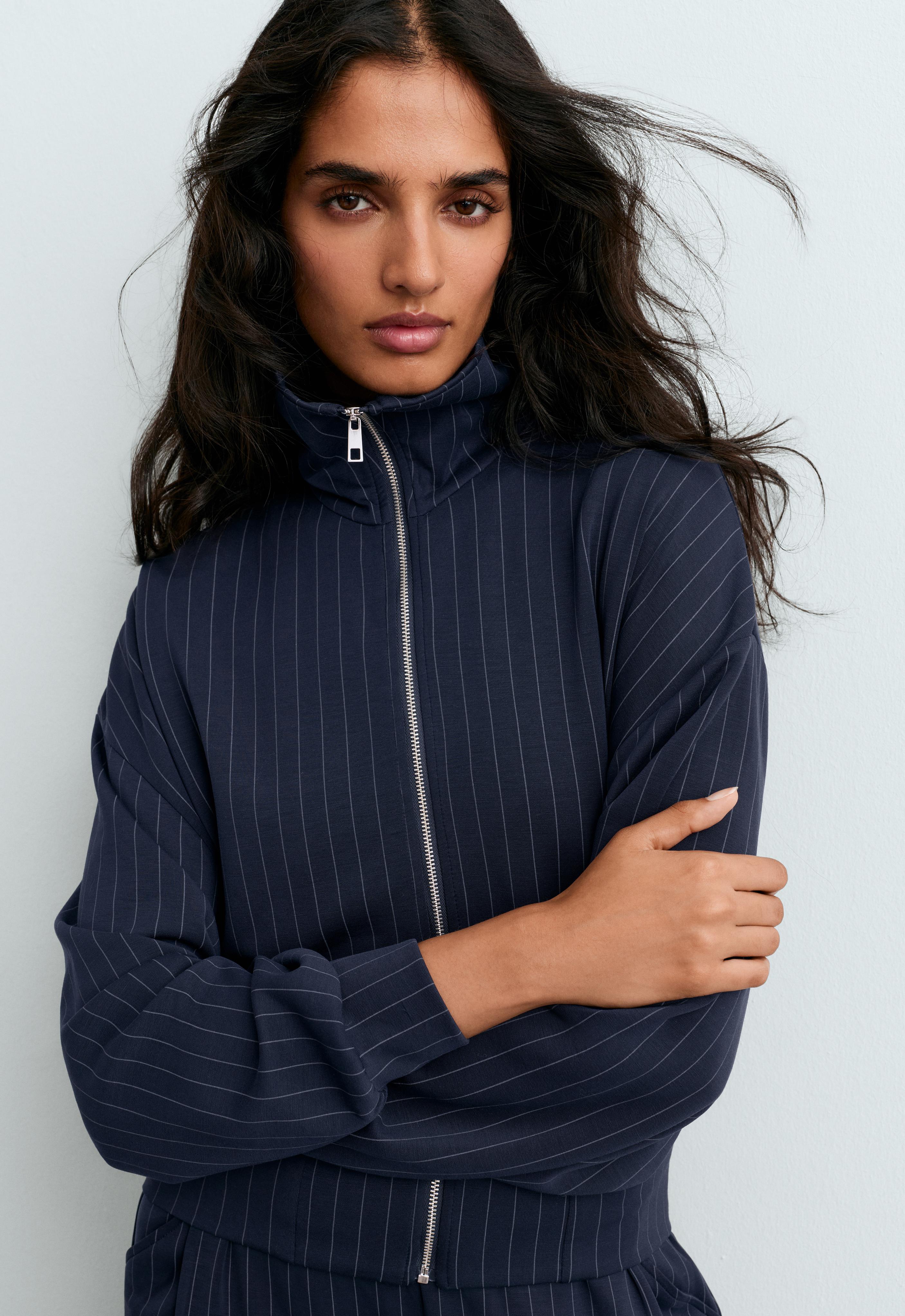 Pinstripe boxy jacket with modal