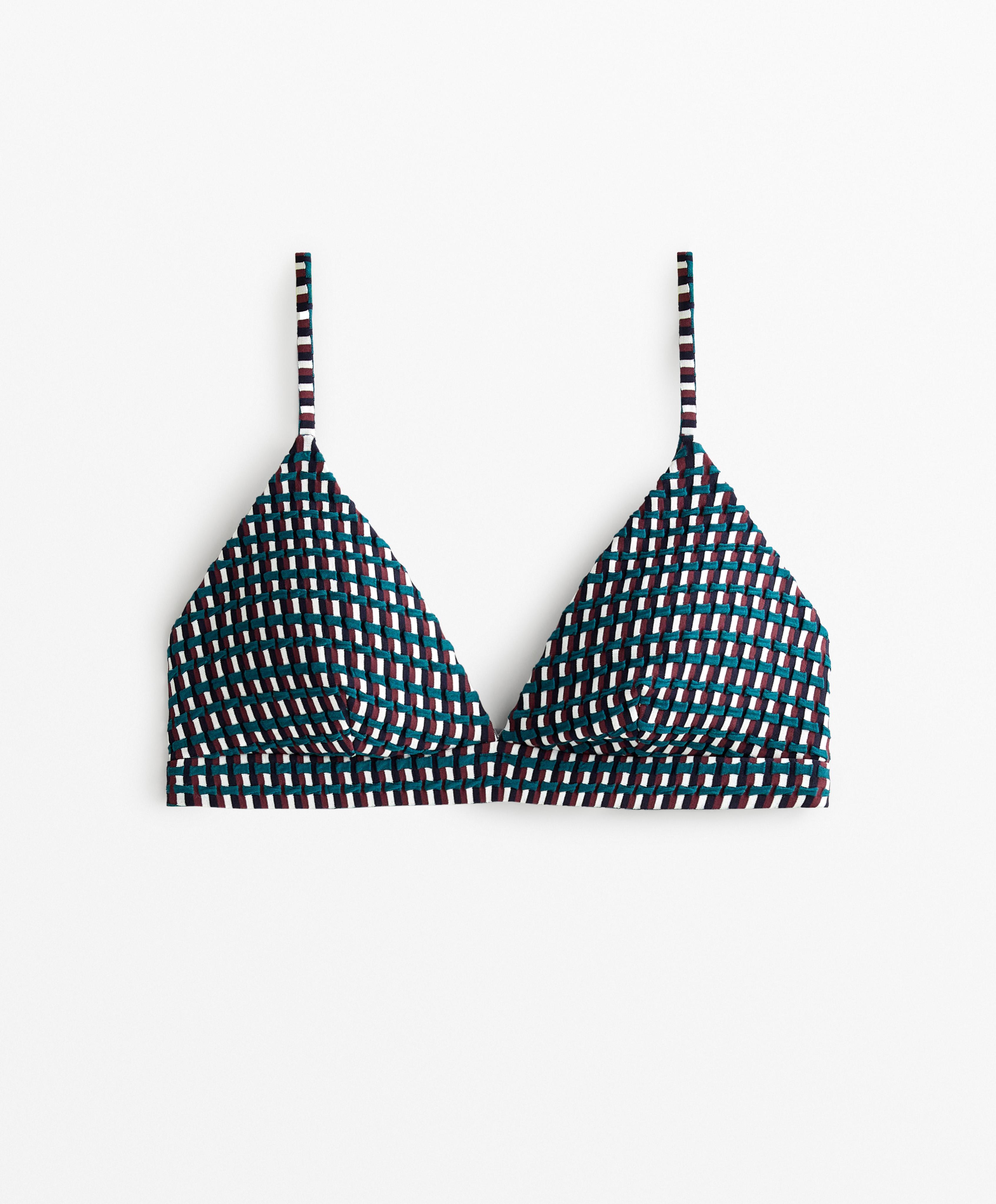 Bikini top triangular jacquard tricolor