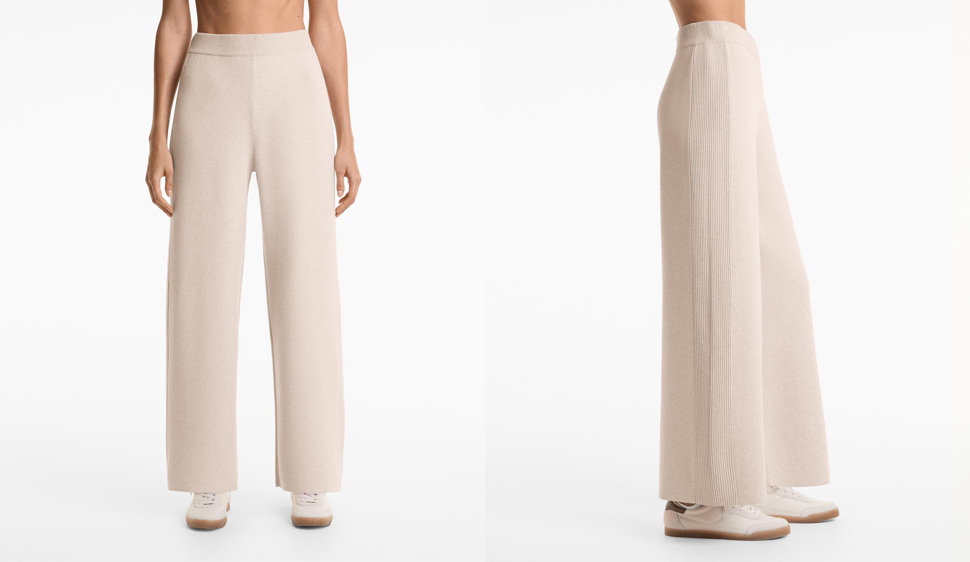 Straight side rib knit trousers