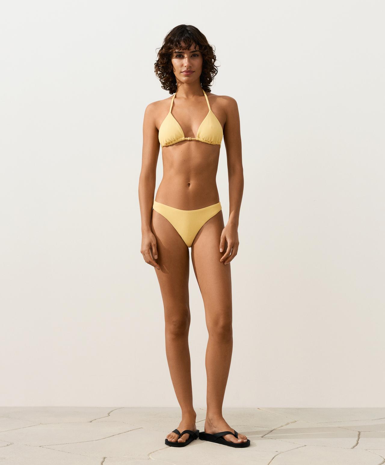 Ribbed U-cut Brazilian bikini briefs — SOFT YELLOW
