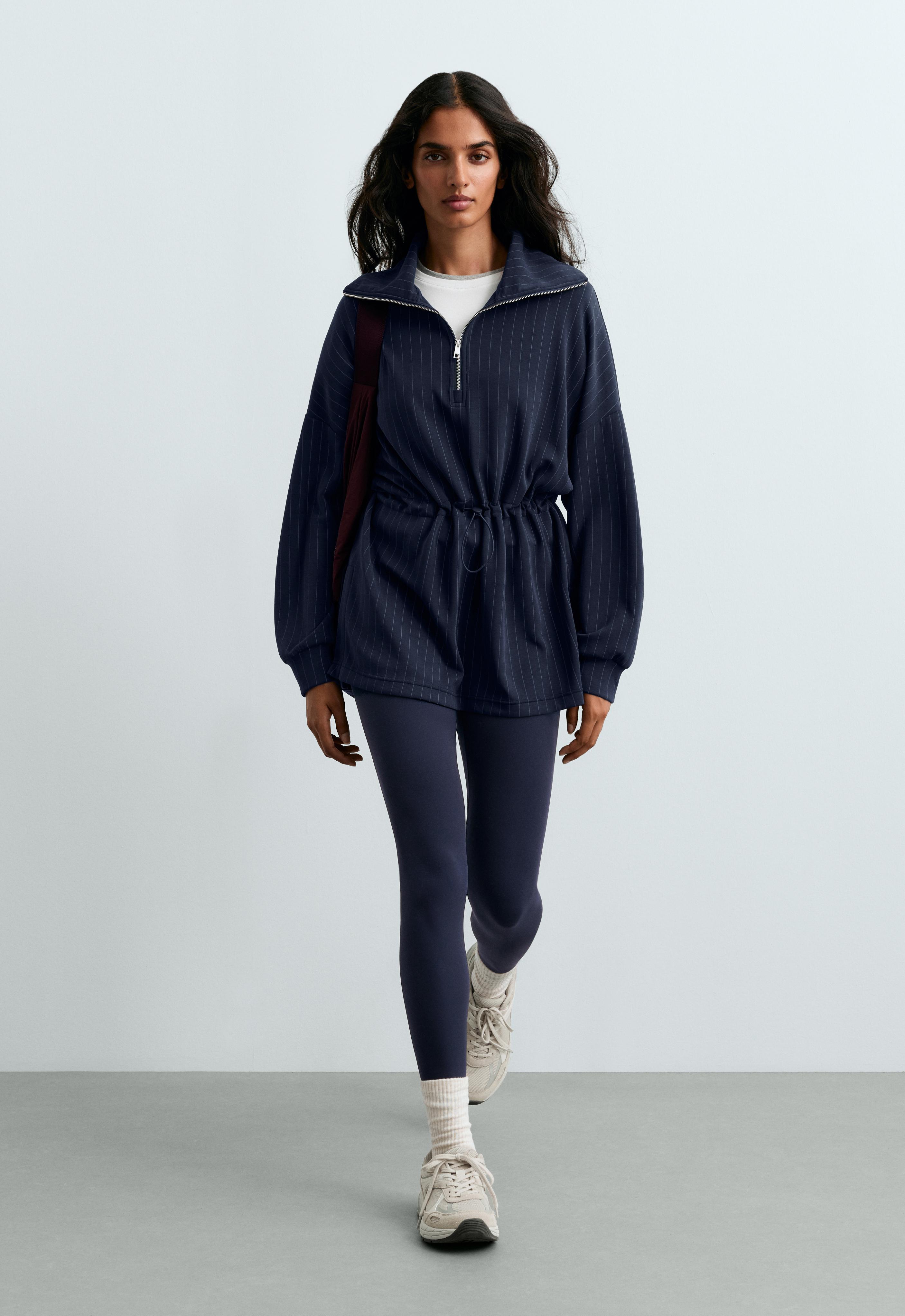 Diplomat çizgili desenli modal uzun sweatshirt