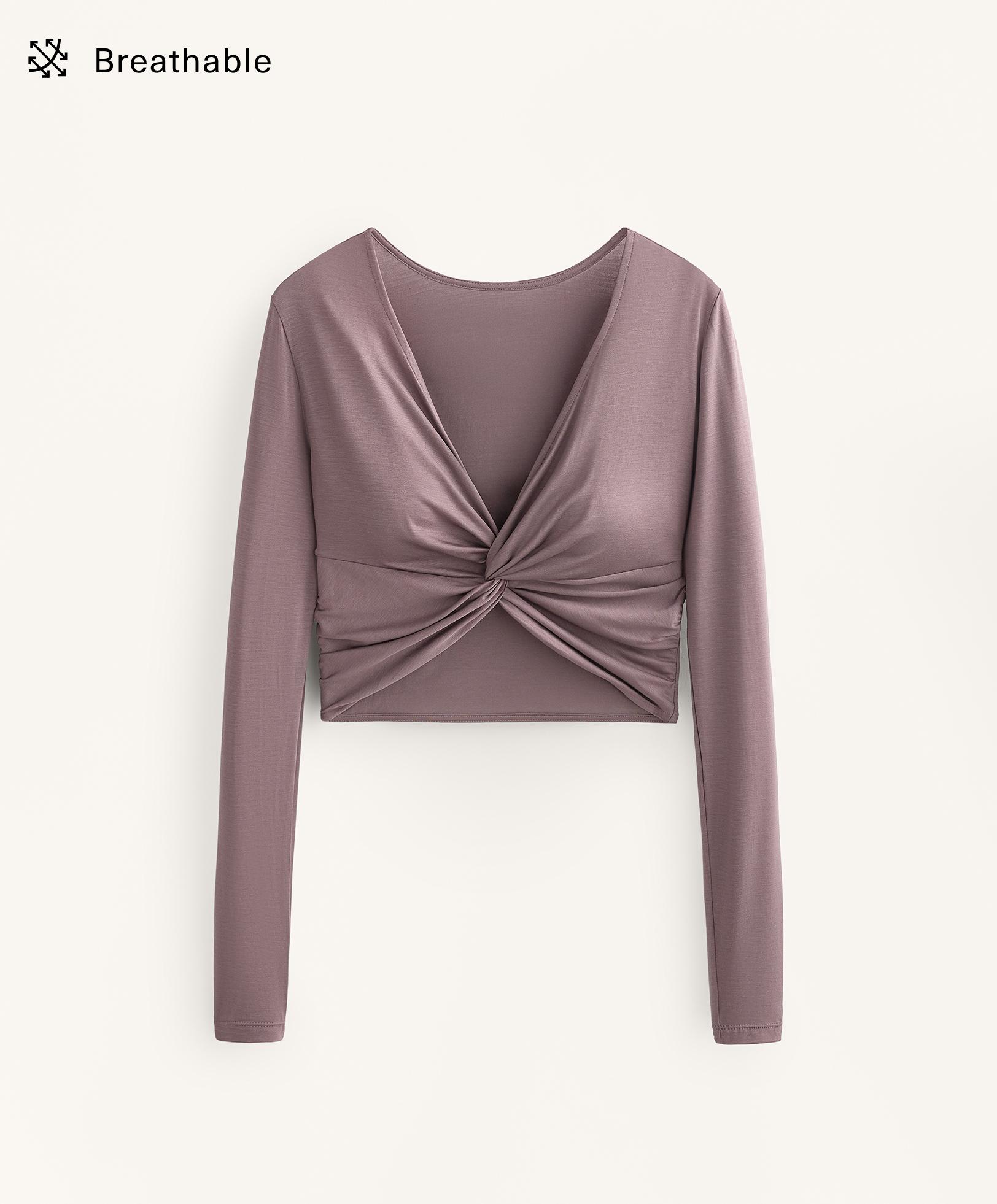 Long-sleeved knotted lyocell blend T-shirt Long-sleeved knotted lyocell blend T-shirt