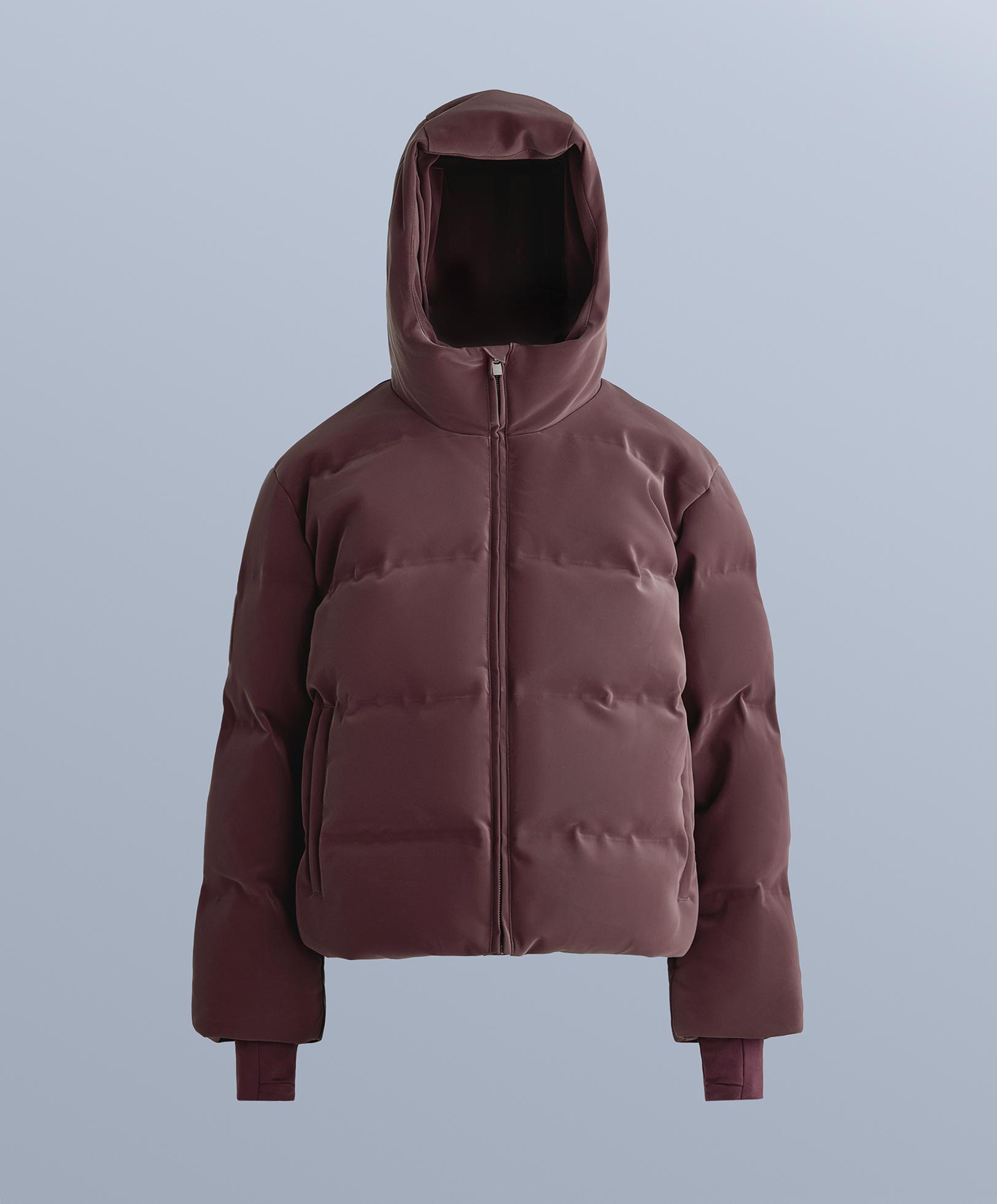 Satin padded jacket 80% down and 20% feather MINARDI PIUME SKI water-resistant — DARK WINE RED