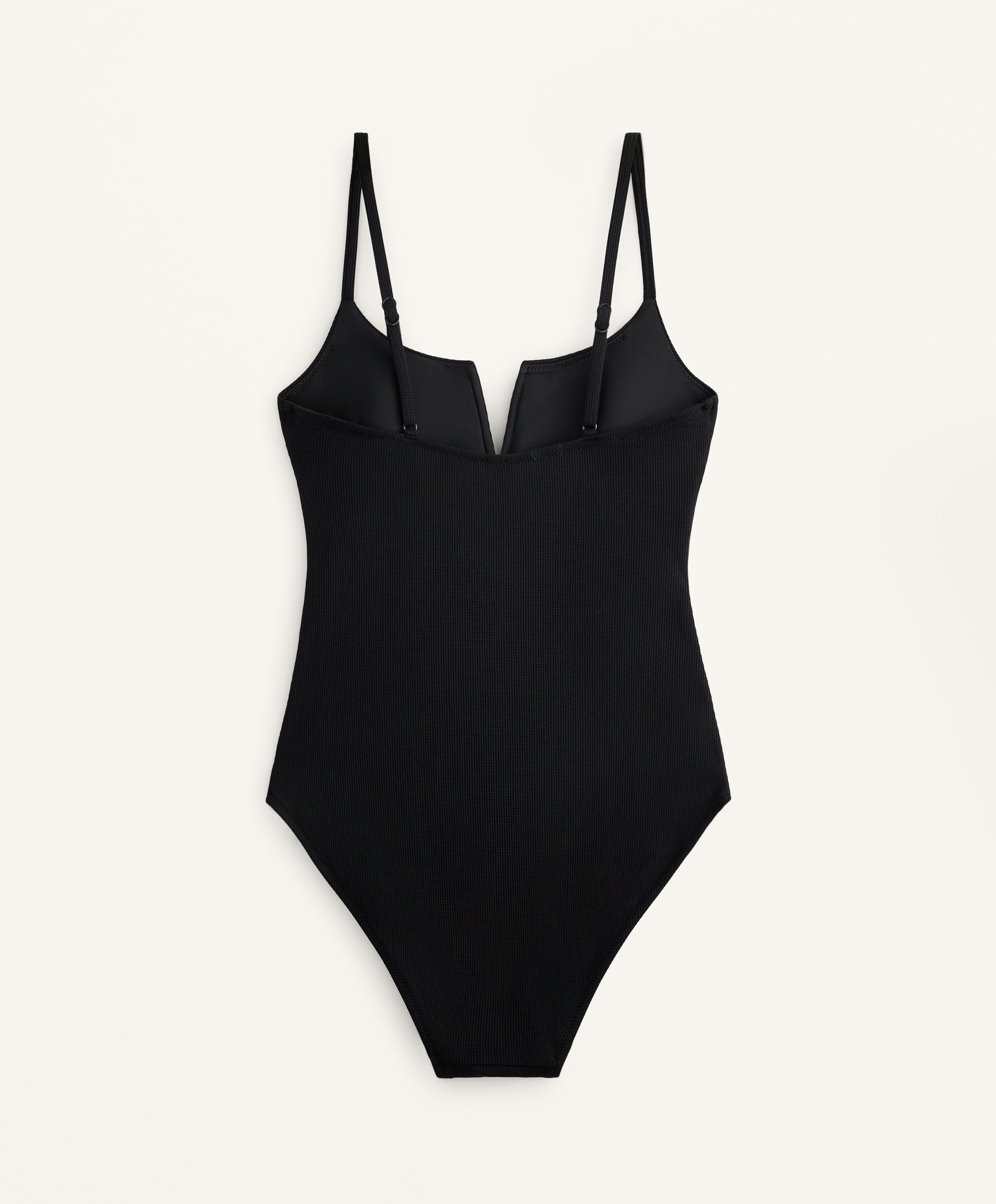 Piqué V-neck swimsuit | OYSHO United States