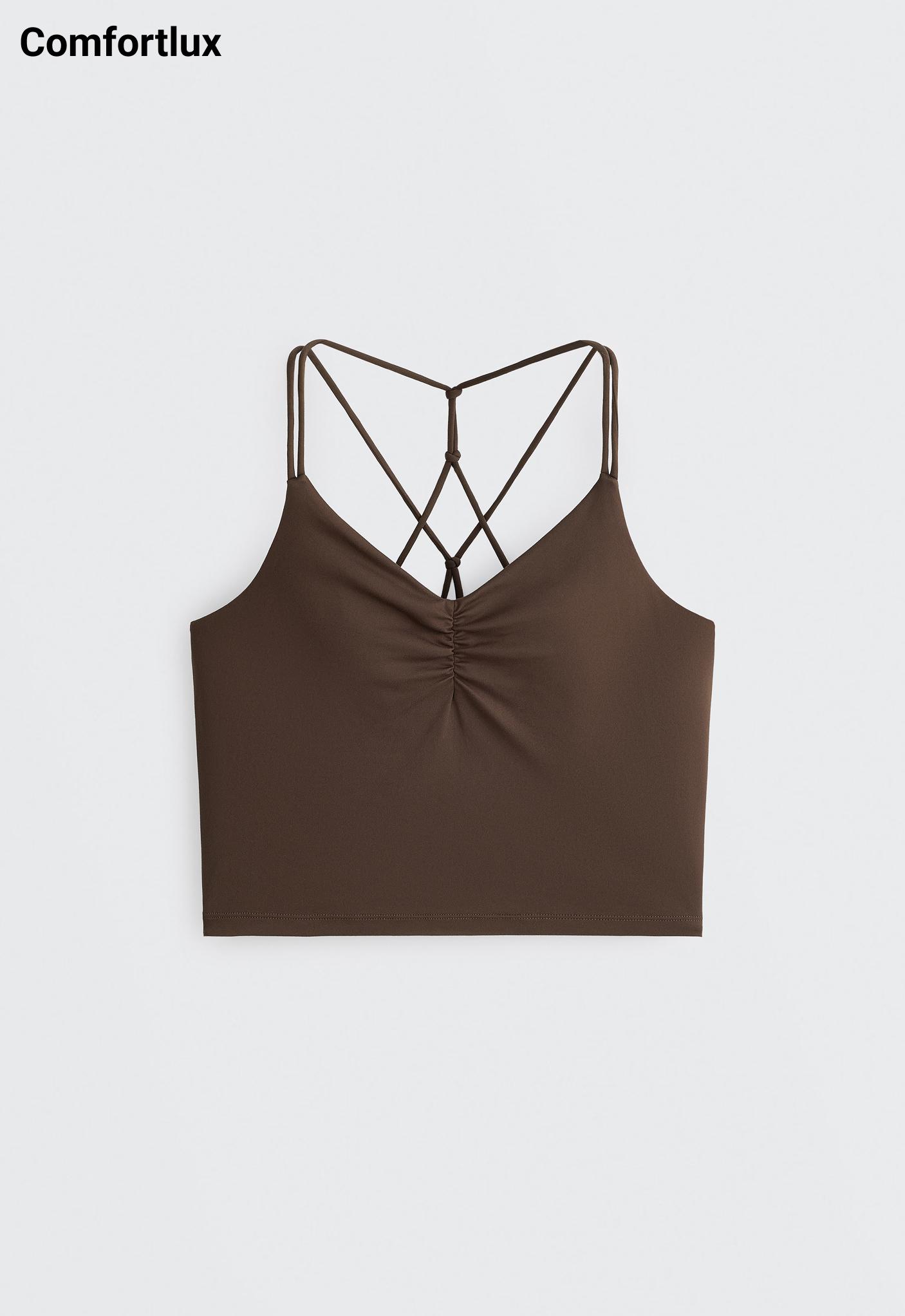 Comfortlux crossover strap tank top — DARK BROWN