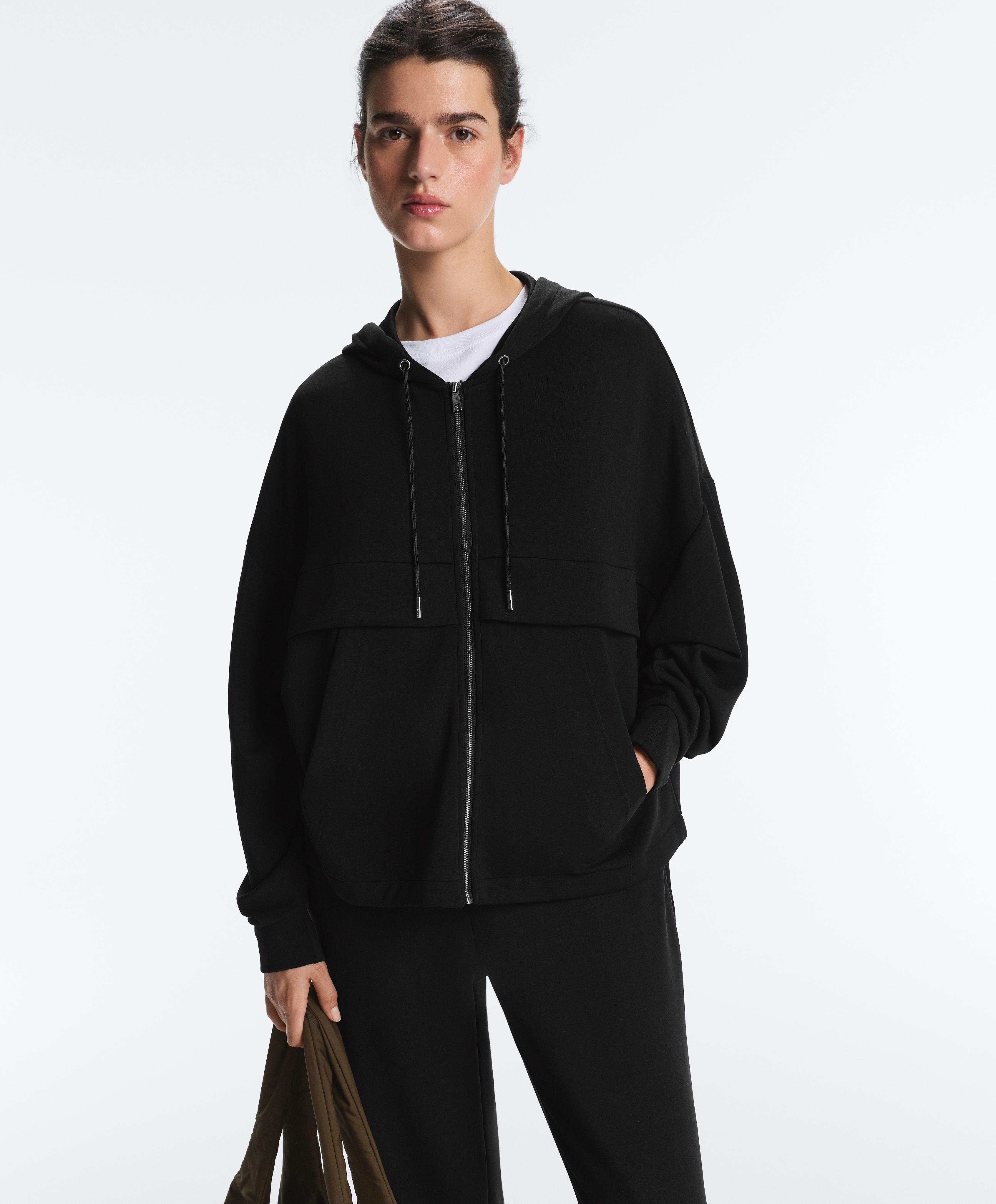 Soft-touch jacket with modal — BLACK