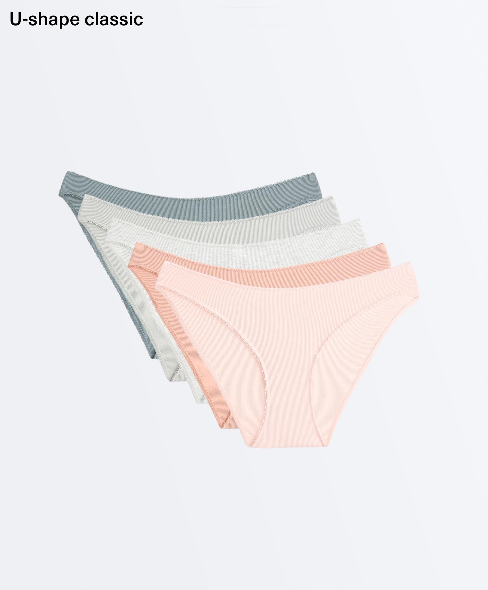 5 classic U-cut rib cotton briefs — PEACH