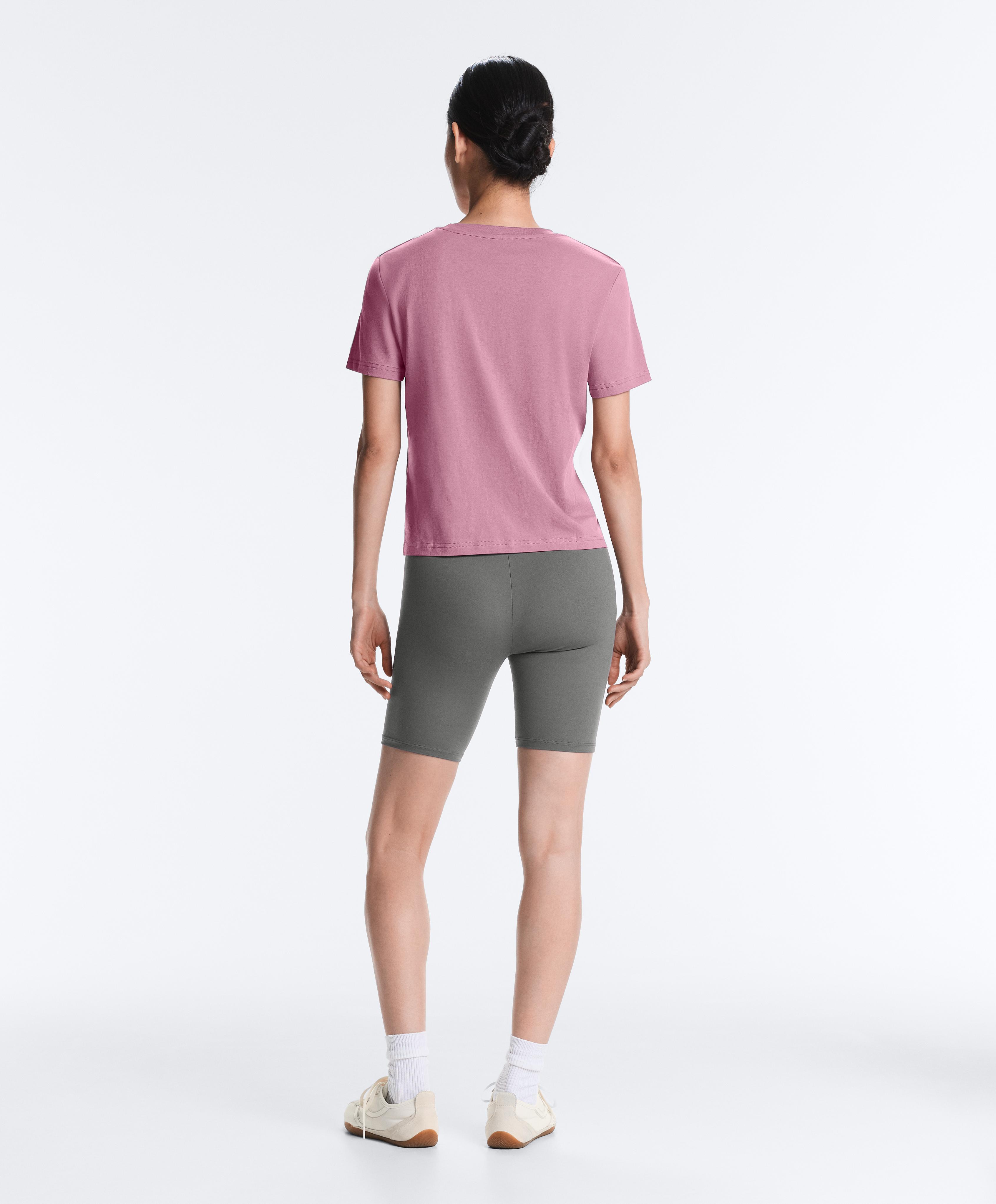 Regular cotton blend short-sleeve T-shirt — MAUVE PINK