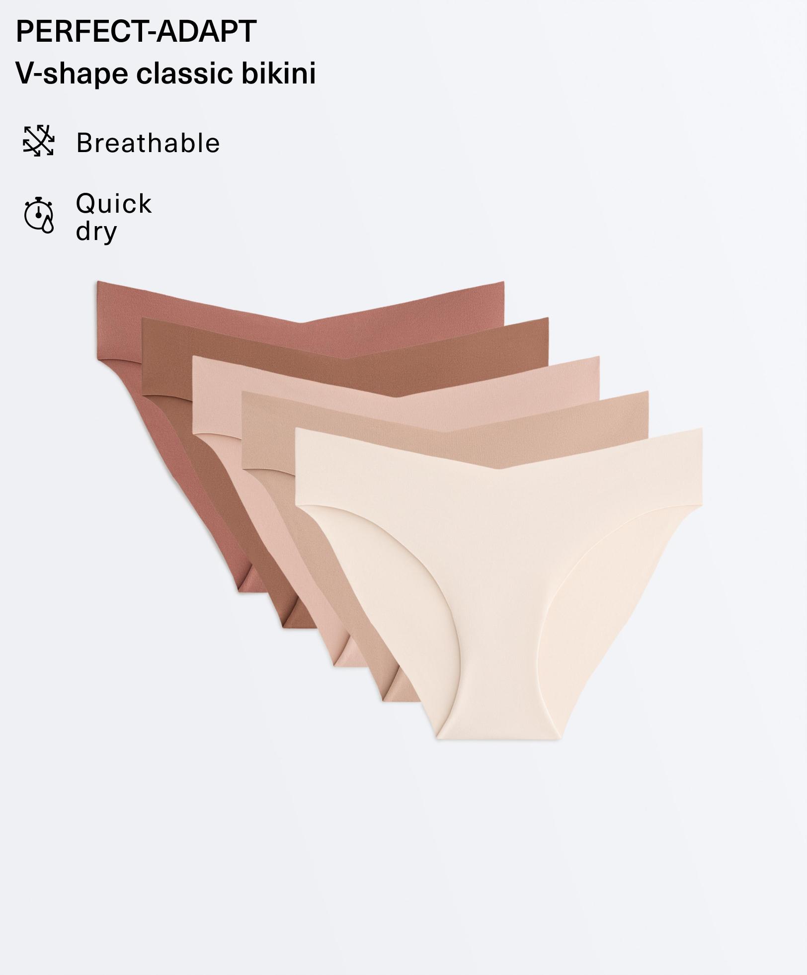 5 invisible polyamide blend classic V-cut briefs — BEIGE