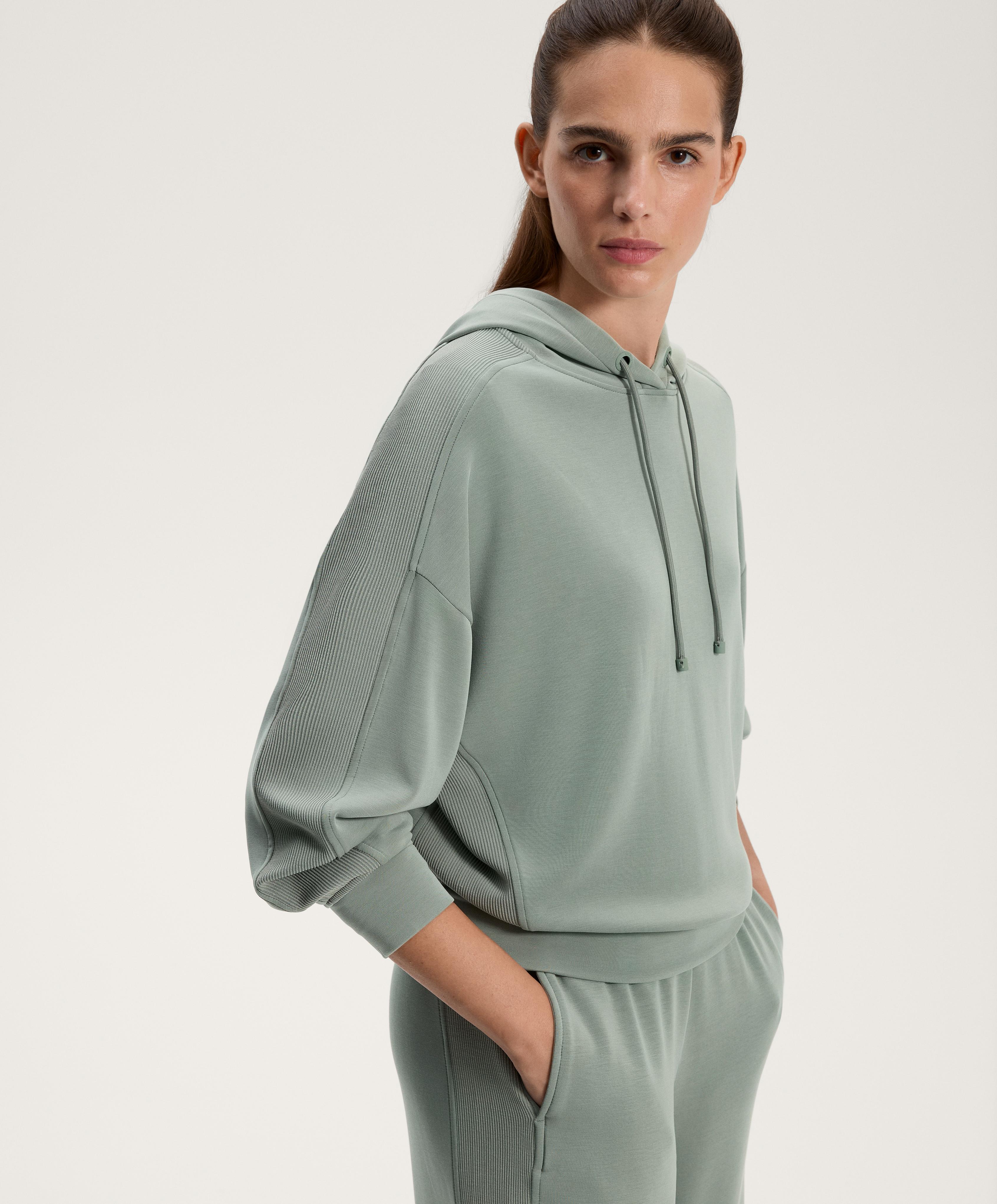 Boxy sweater met capuchon, ribdetails en zachte modal - Sale Boxy sweater met capuchon, ribdetails en zachte modal - Sale