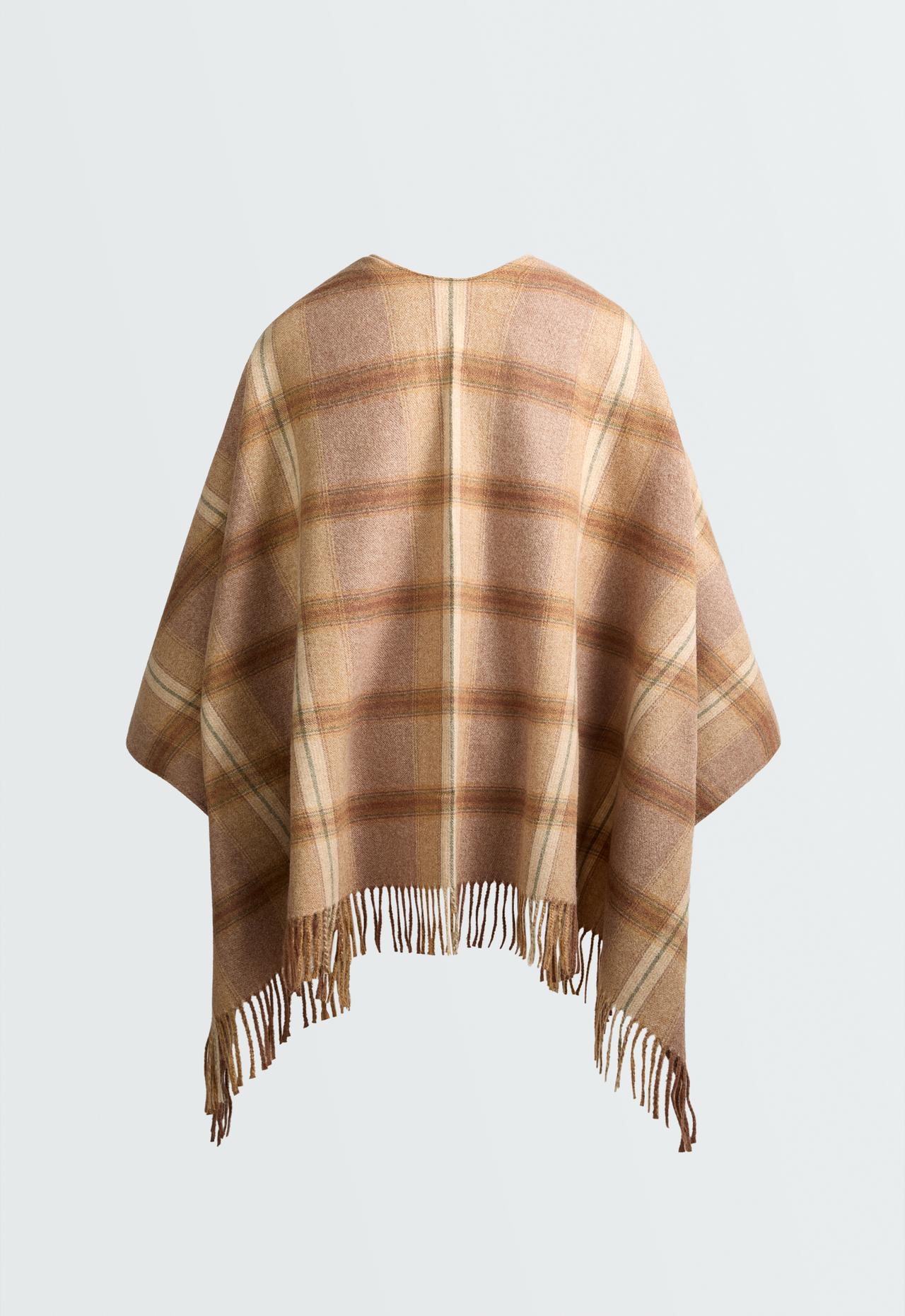 25% wool check cape — BEIGE