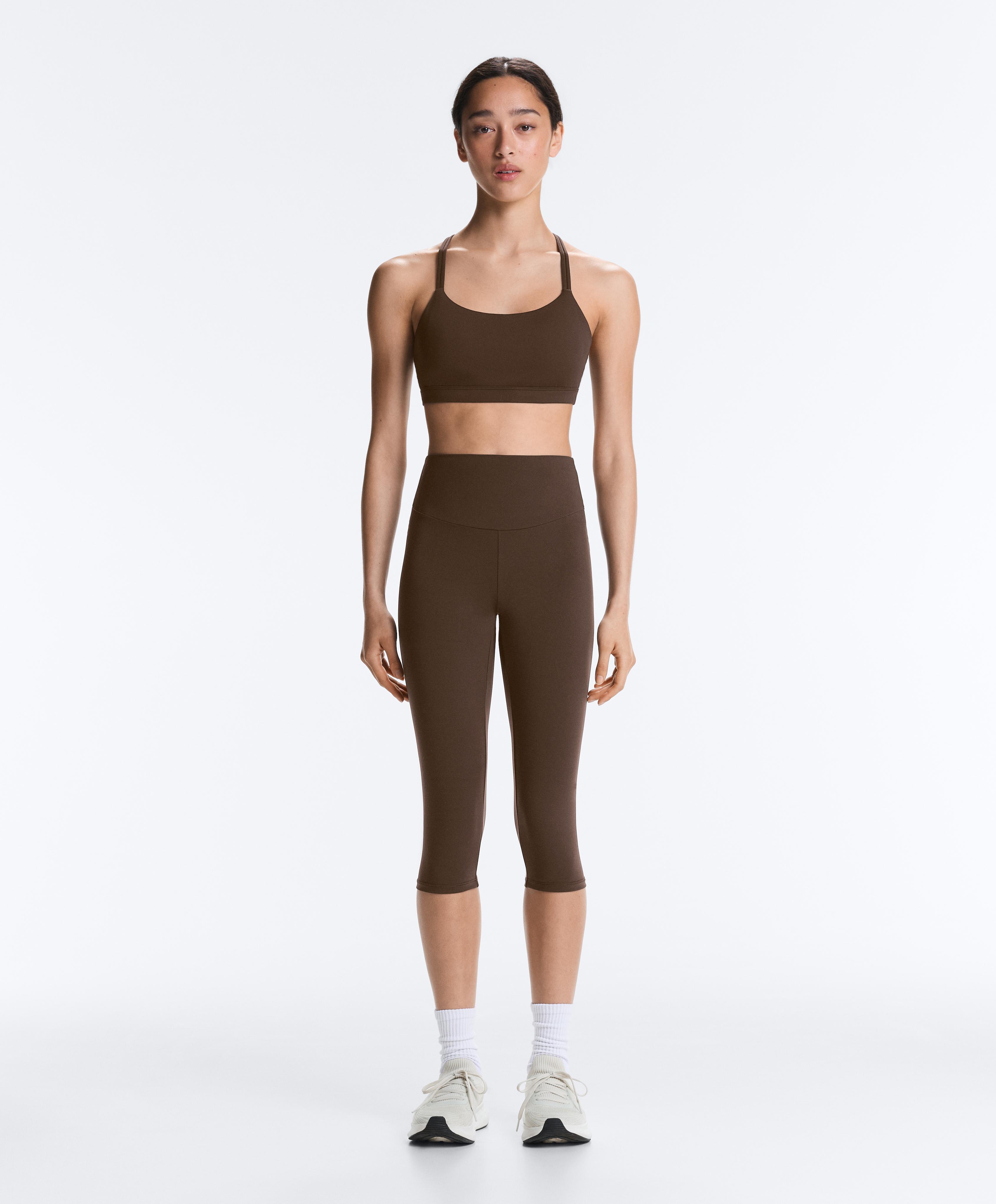 Comfortlux high-rise 40cm knee-length leggings — DARK BROWN