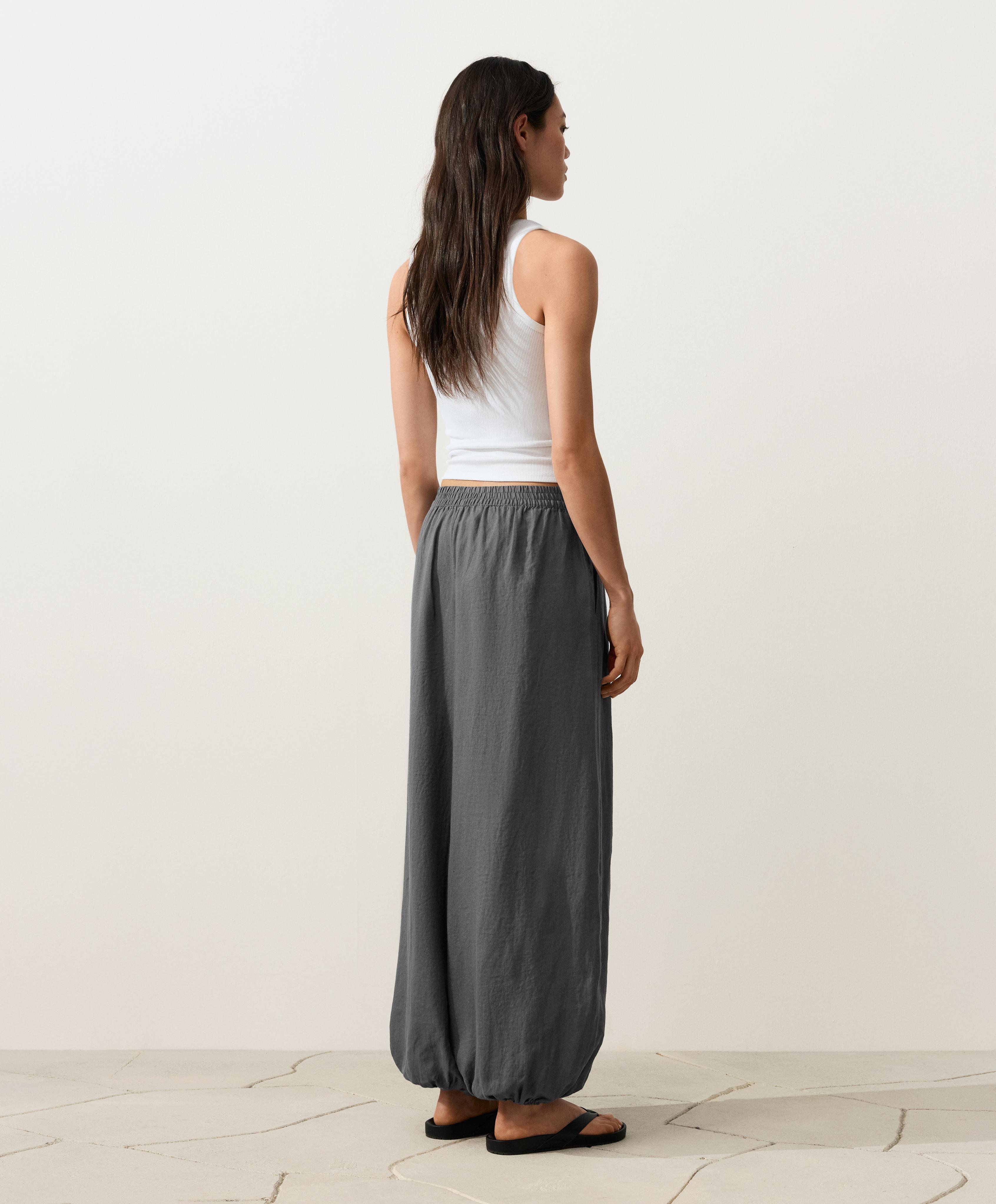 100% linen bloomer trousers — STEEL GREY