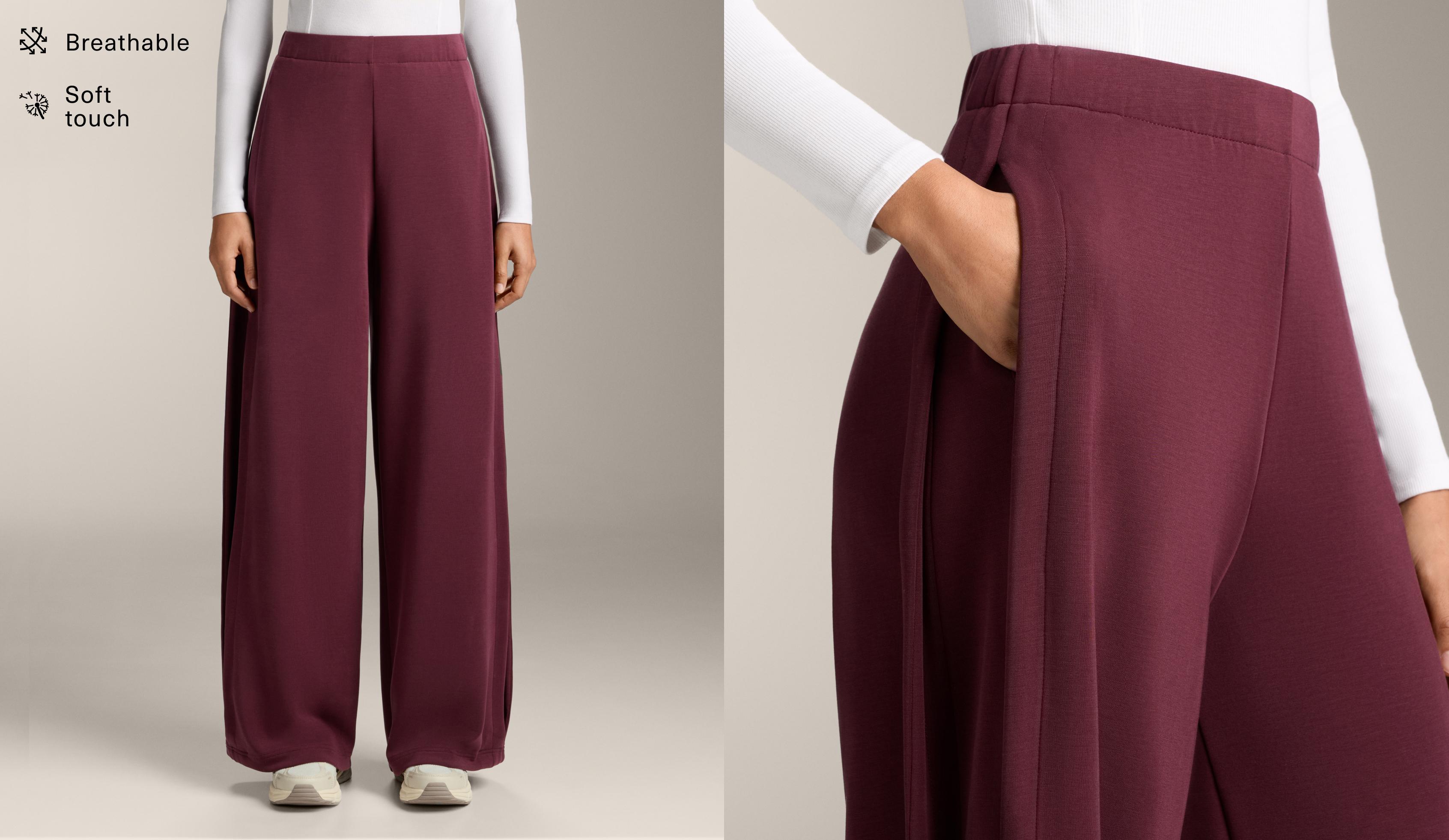 Cocoon trousers with modal side pleat — MAROON