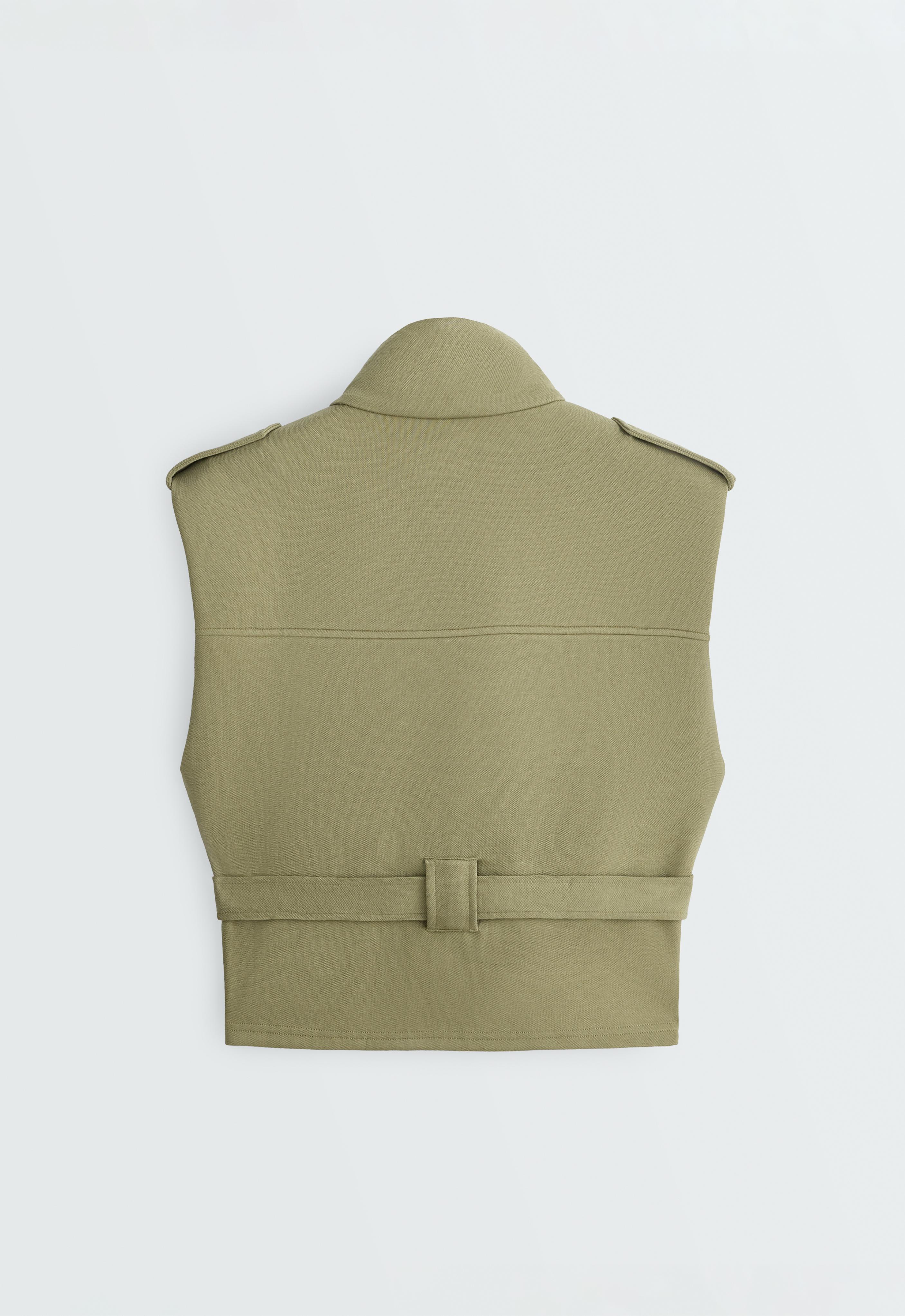 Utility piqué gilet with cotton belt — YELLOW GREEN