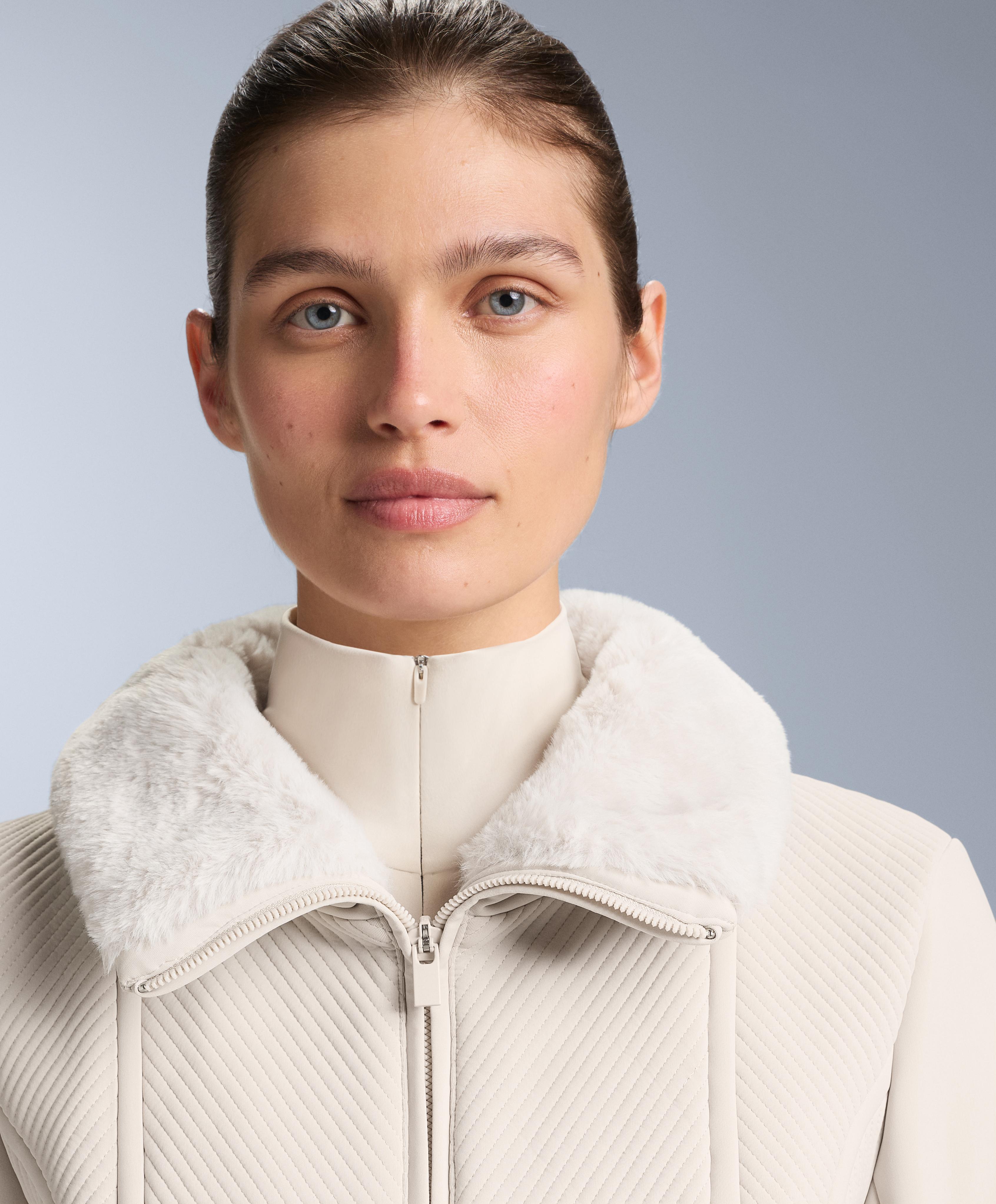 Water-resistant fitted stretch SKI jumpsuit — PALE MINK
