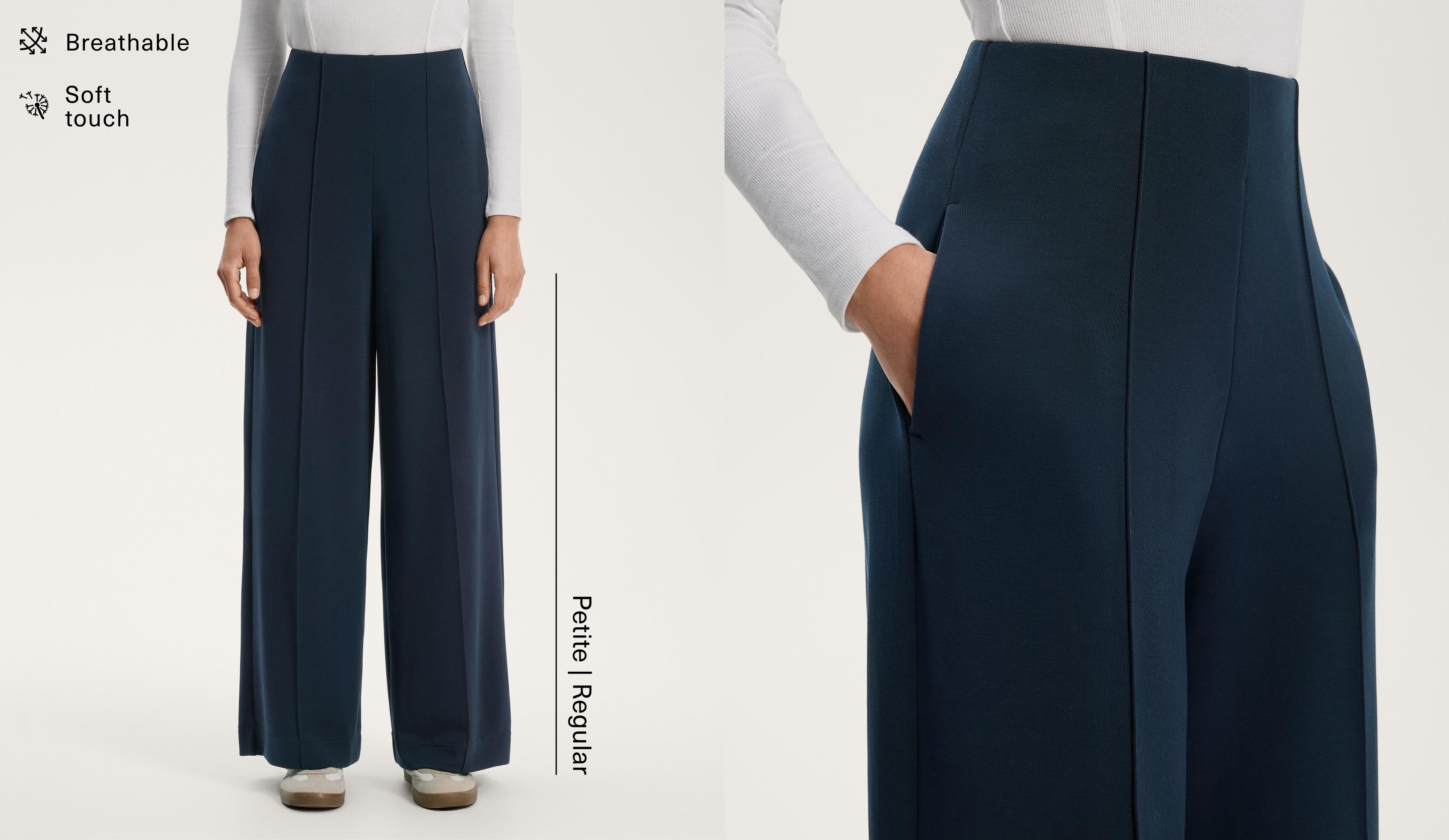 Straight-leg trousers with modal and crease — NAVY BLUE