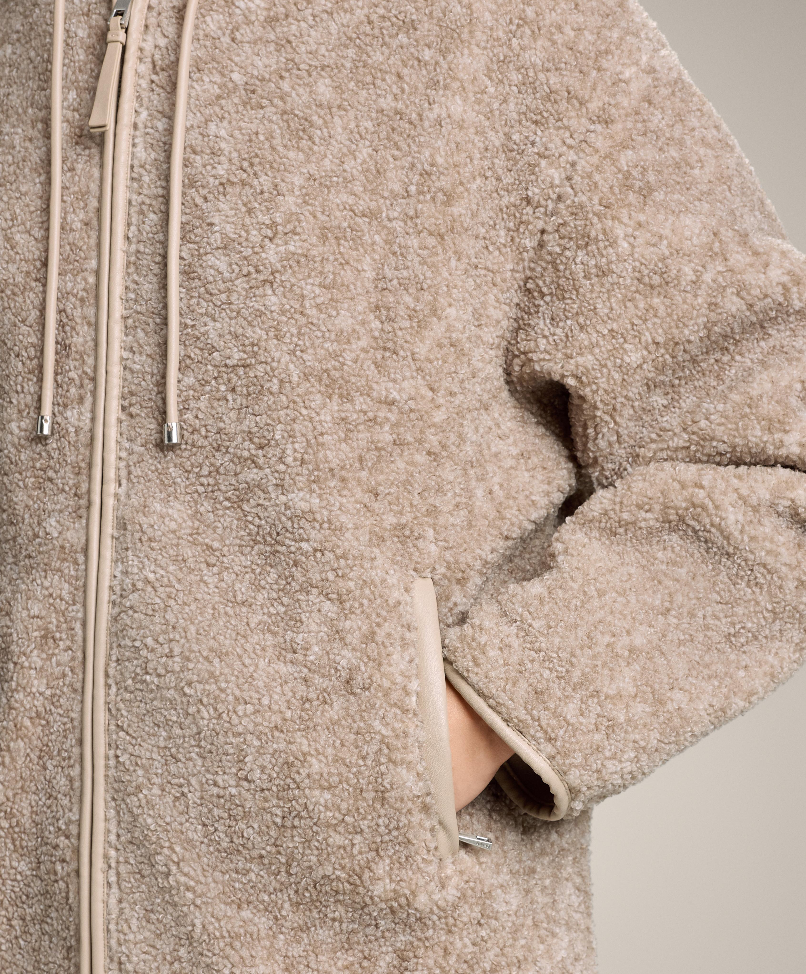 Faux-shearling hooded jacket — MINK MELANGE