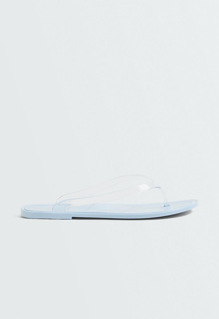 Translucent effect beachwear flip flops — PALE BLUE