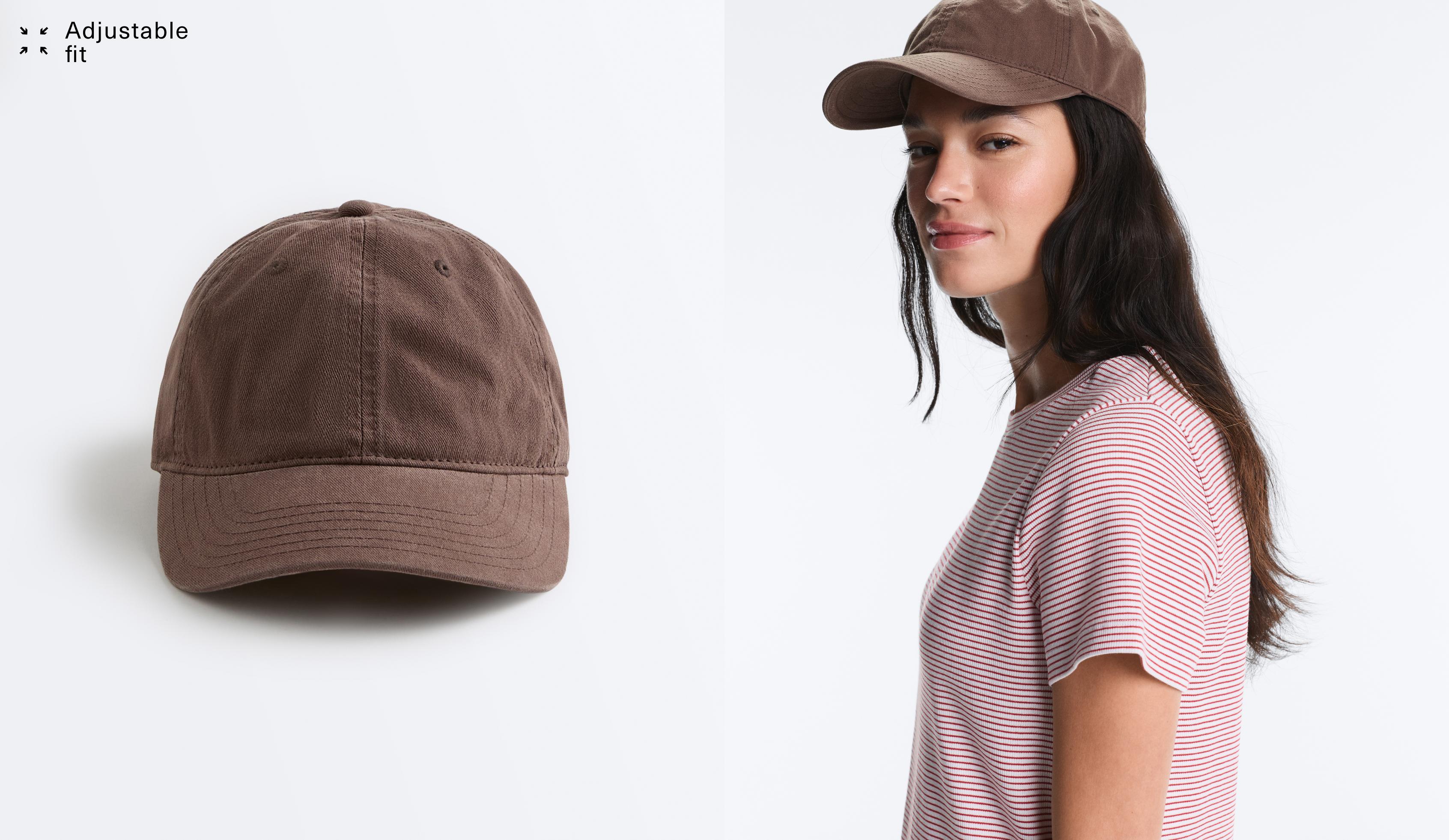 Washed-effect 100% cotton cap with tie — BROWN