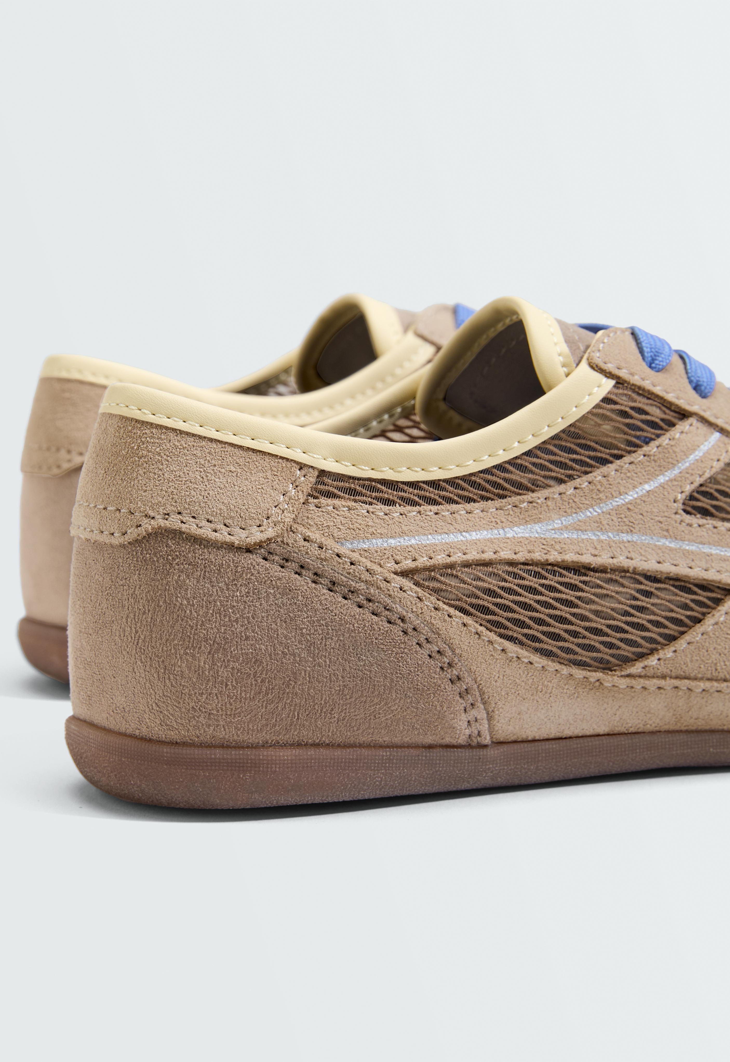 Split-suede and mesh trainers — TOASTED BROWN