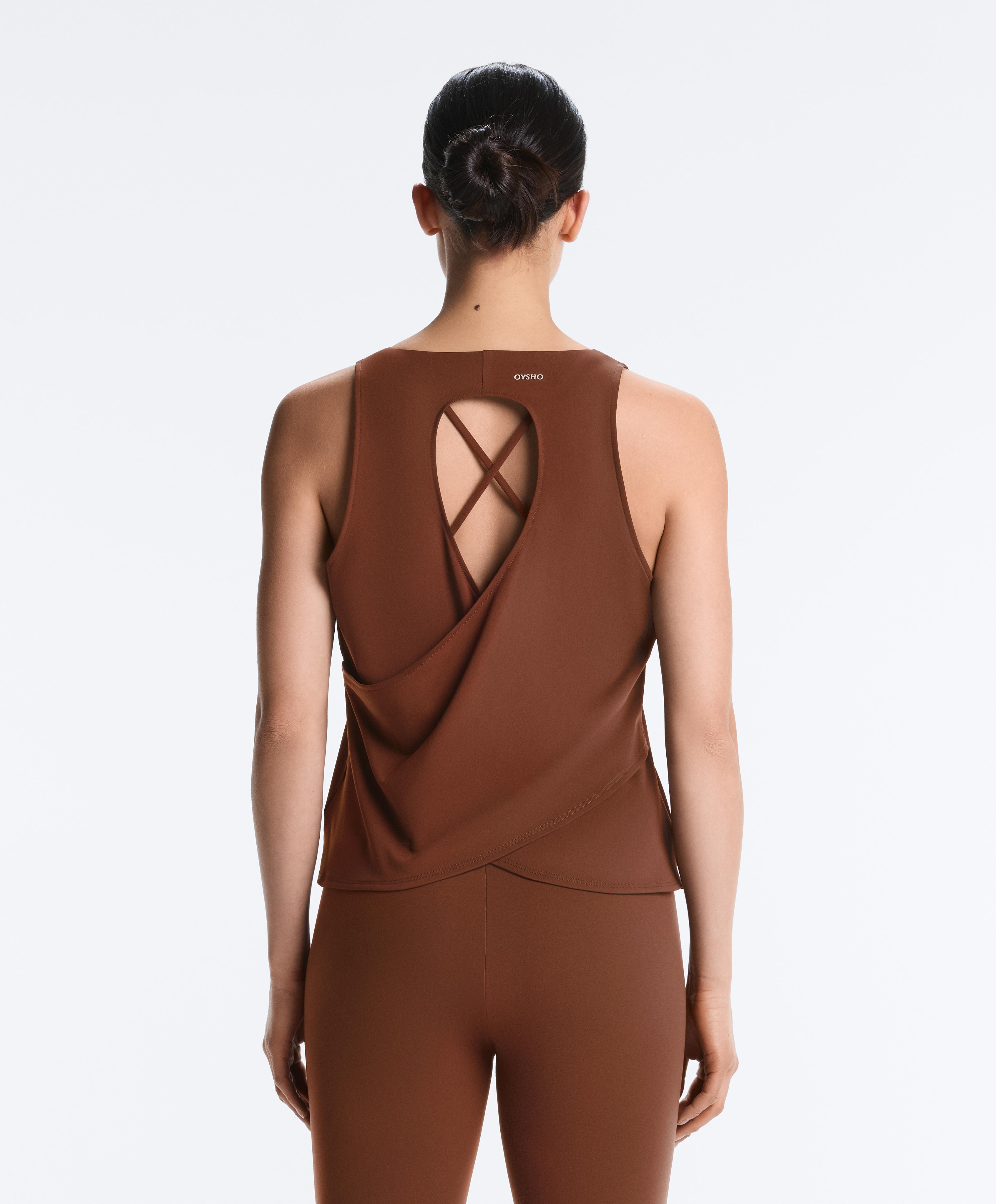 Comfortlux cross-back T-shirt — COFFEE