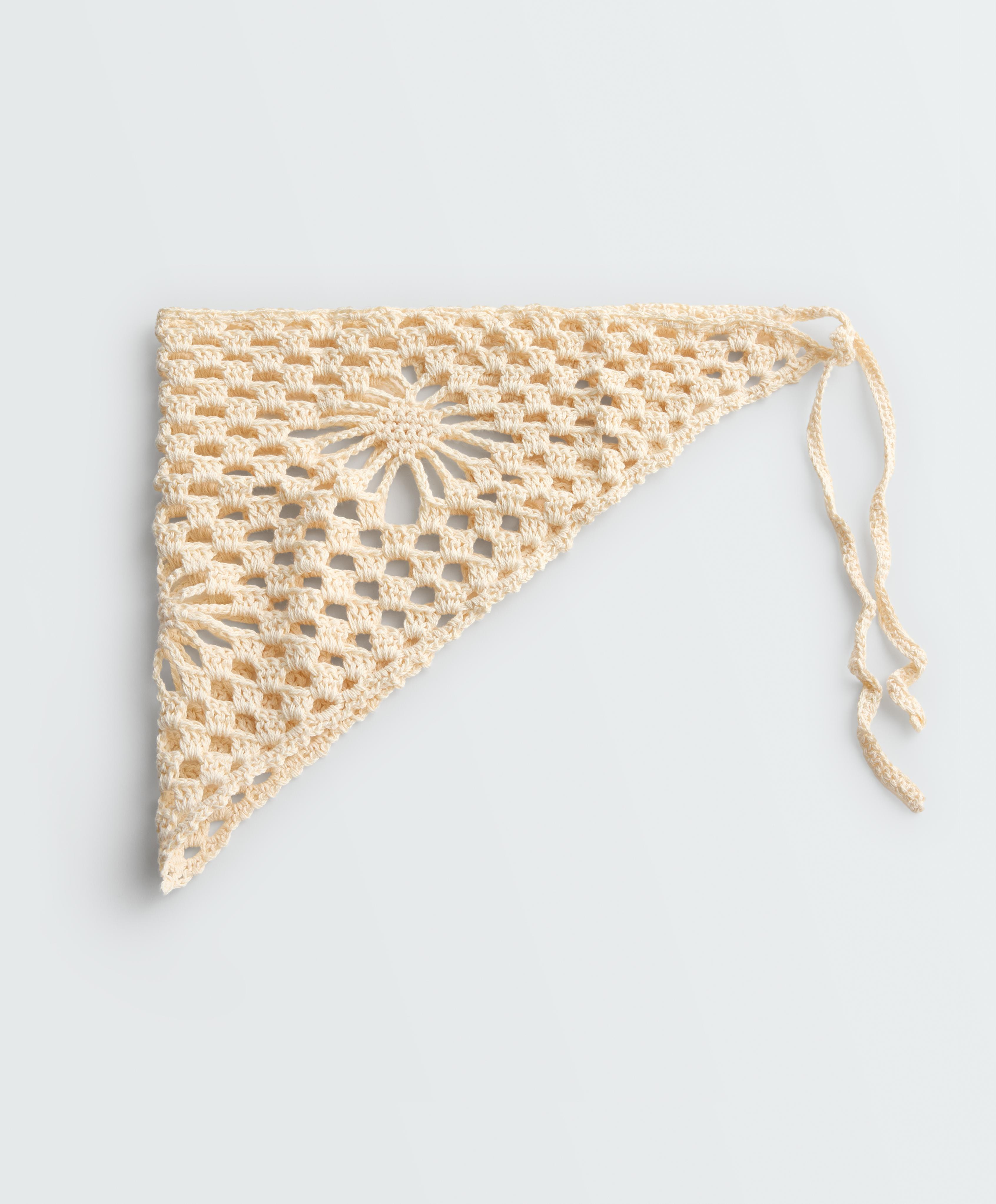 100% cotton triangle crochet headband — ECRU